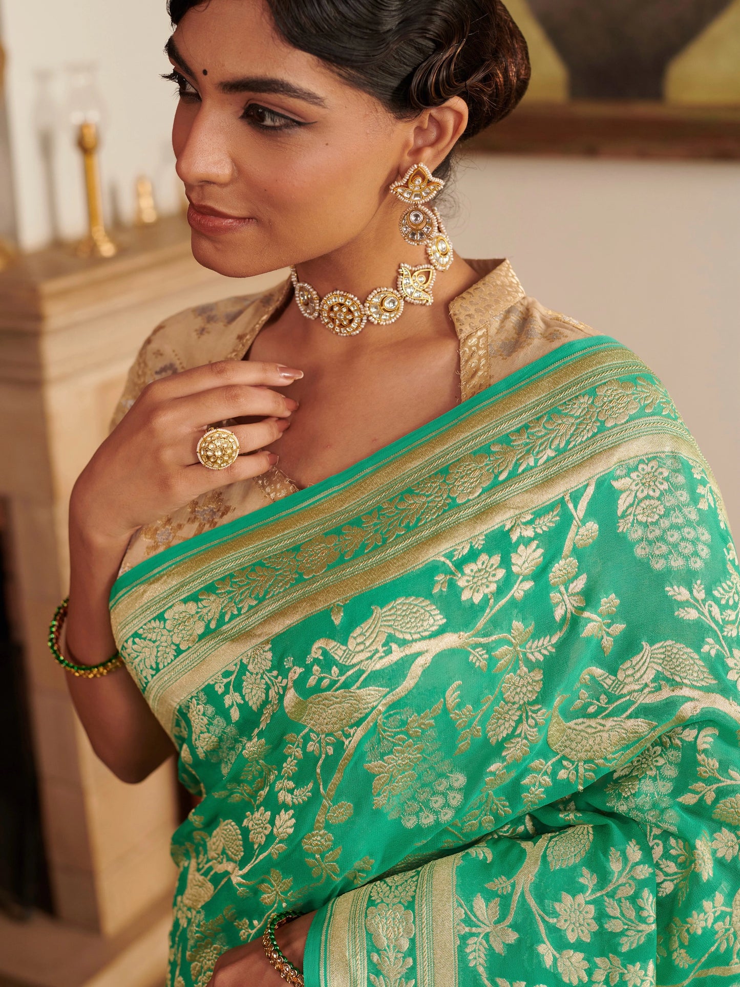 Khaddi Jaal Pure Georgette Saree