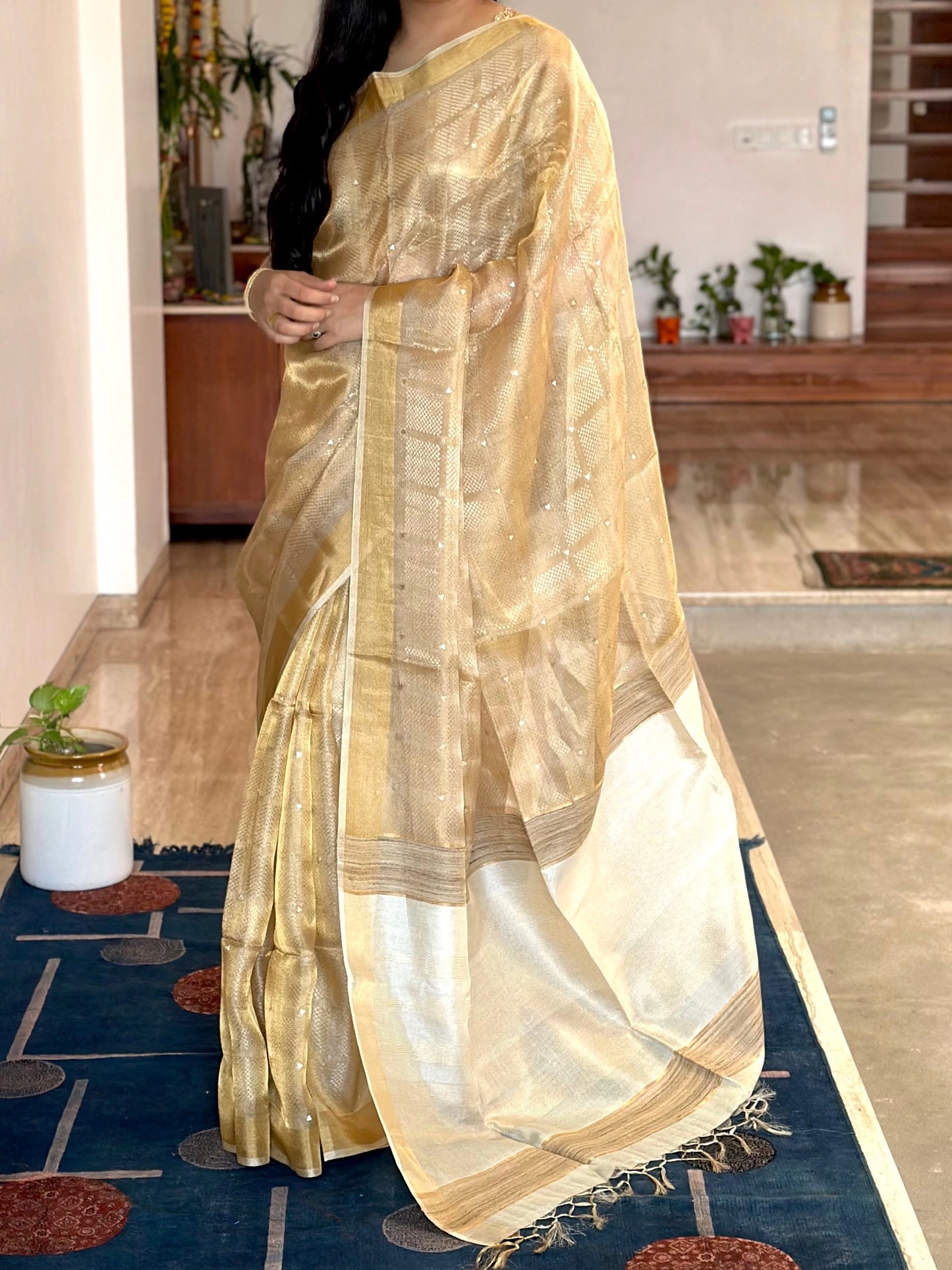 Emboss Tissue Silk Saree