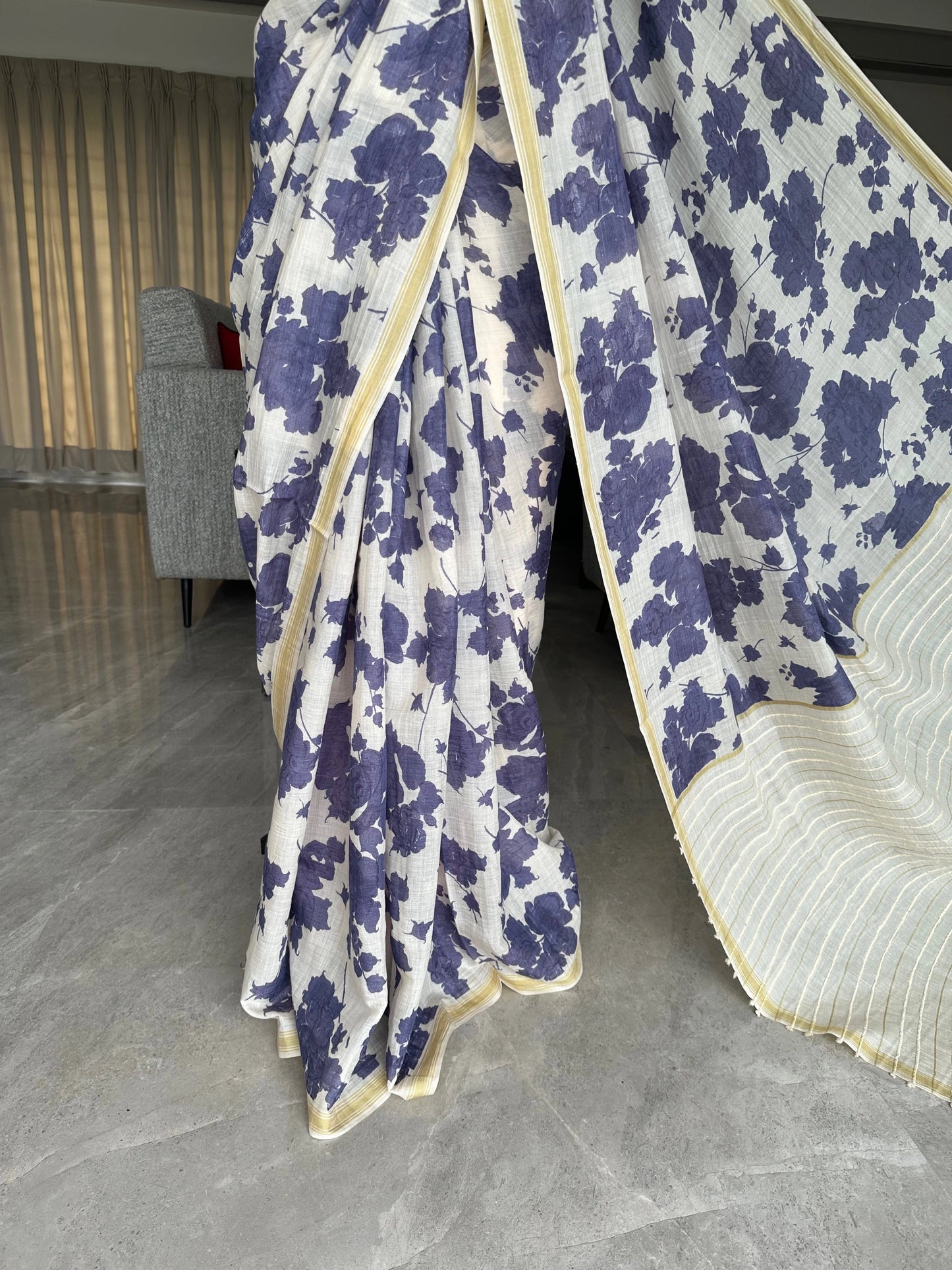 Mul Flora Cotton Silk Saree