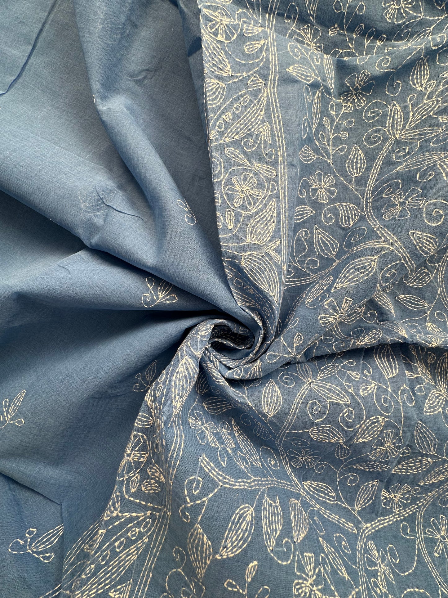 Cotton Saree With Kaantha Embroidery