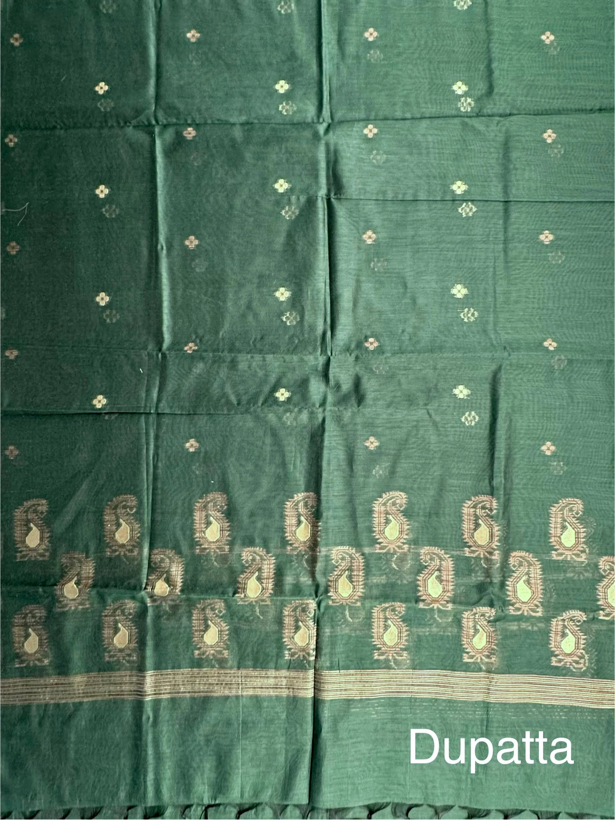 Wine-Bottle Green Jacquard 3-piece Unstitched Cotton Suit