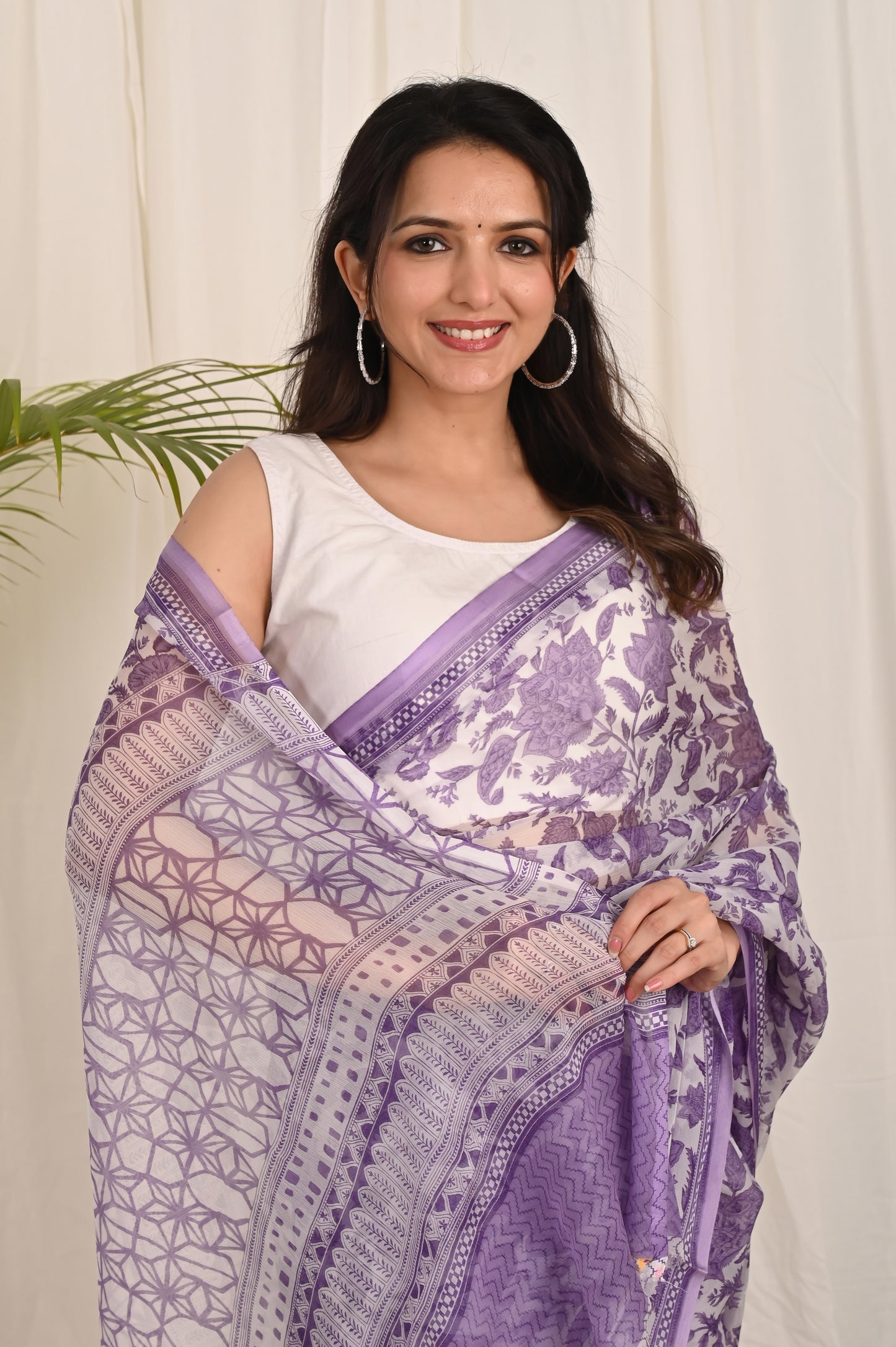 Floral Print Pure Chiffon Saree