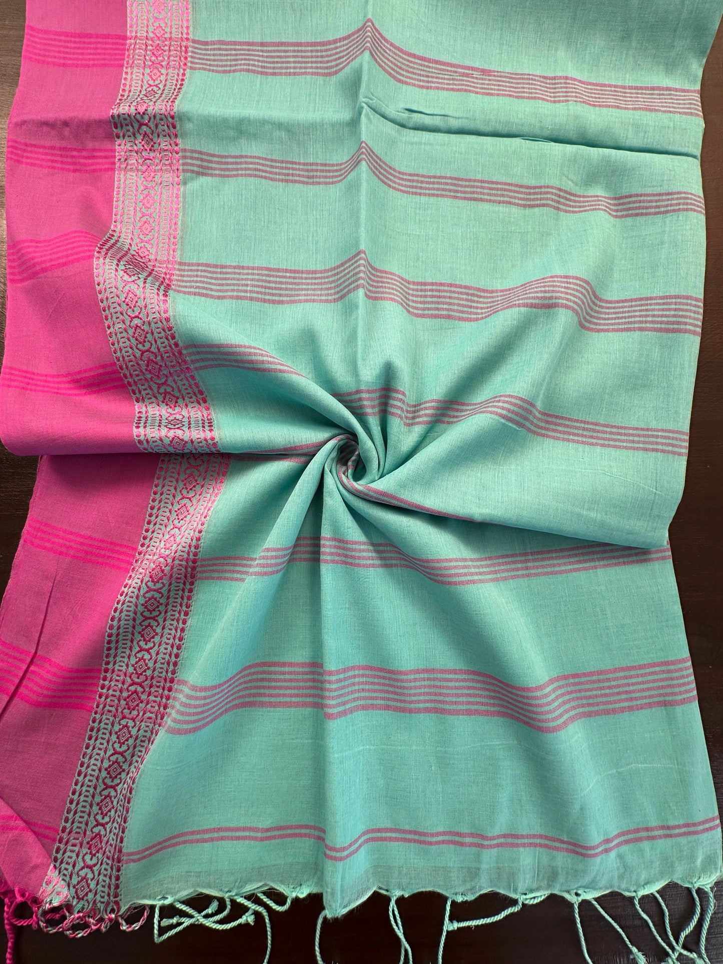Sea Green-Purple Tripura Cotton Saree
