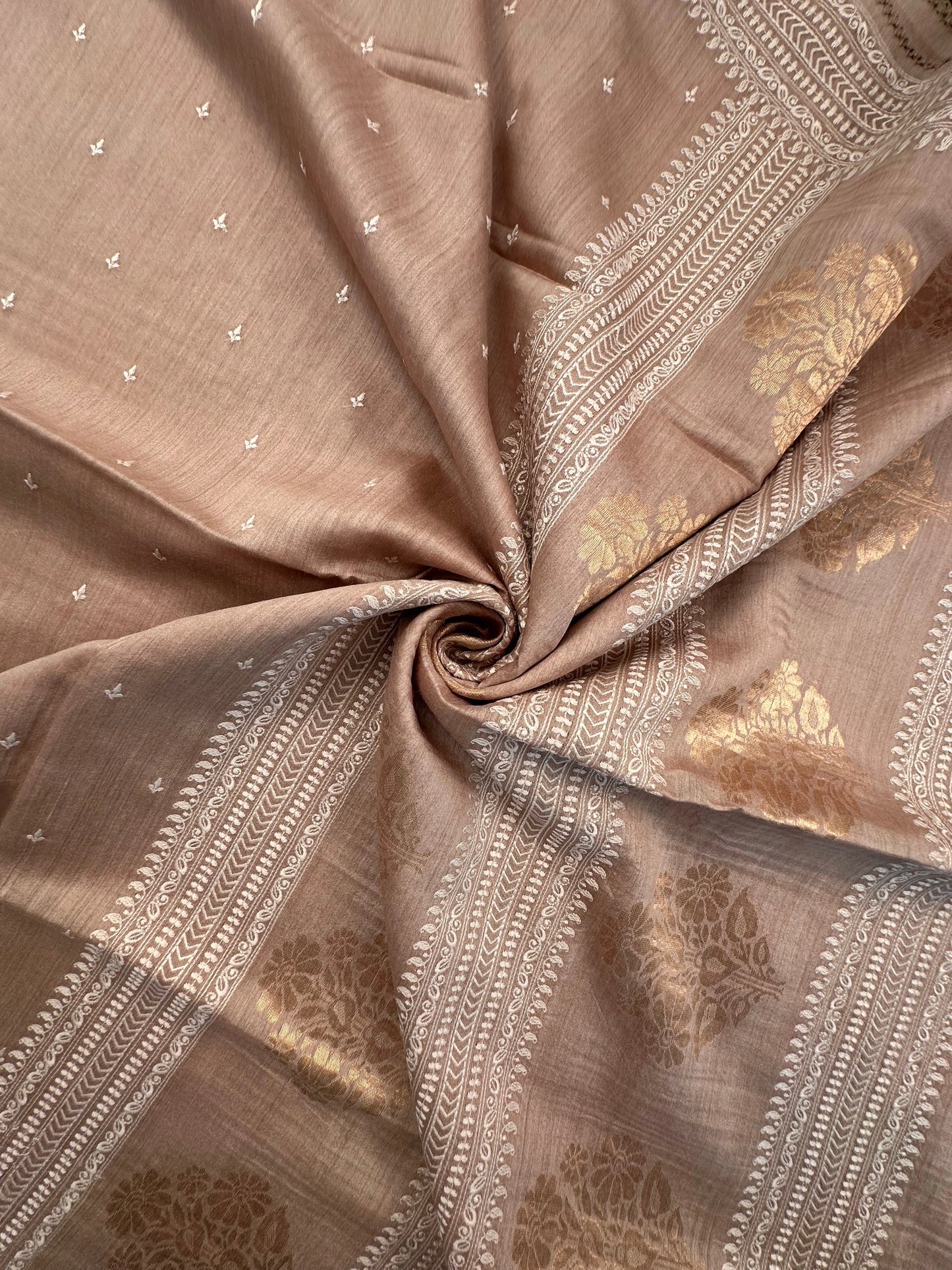 Beige Muga Silk Saree