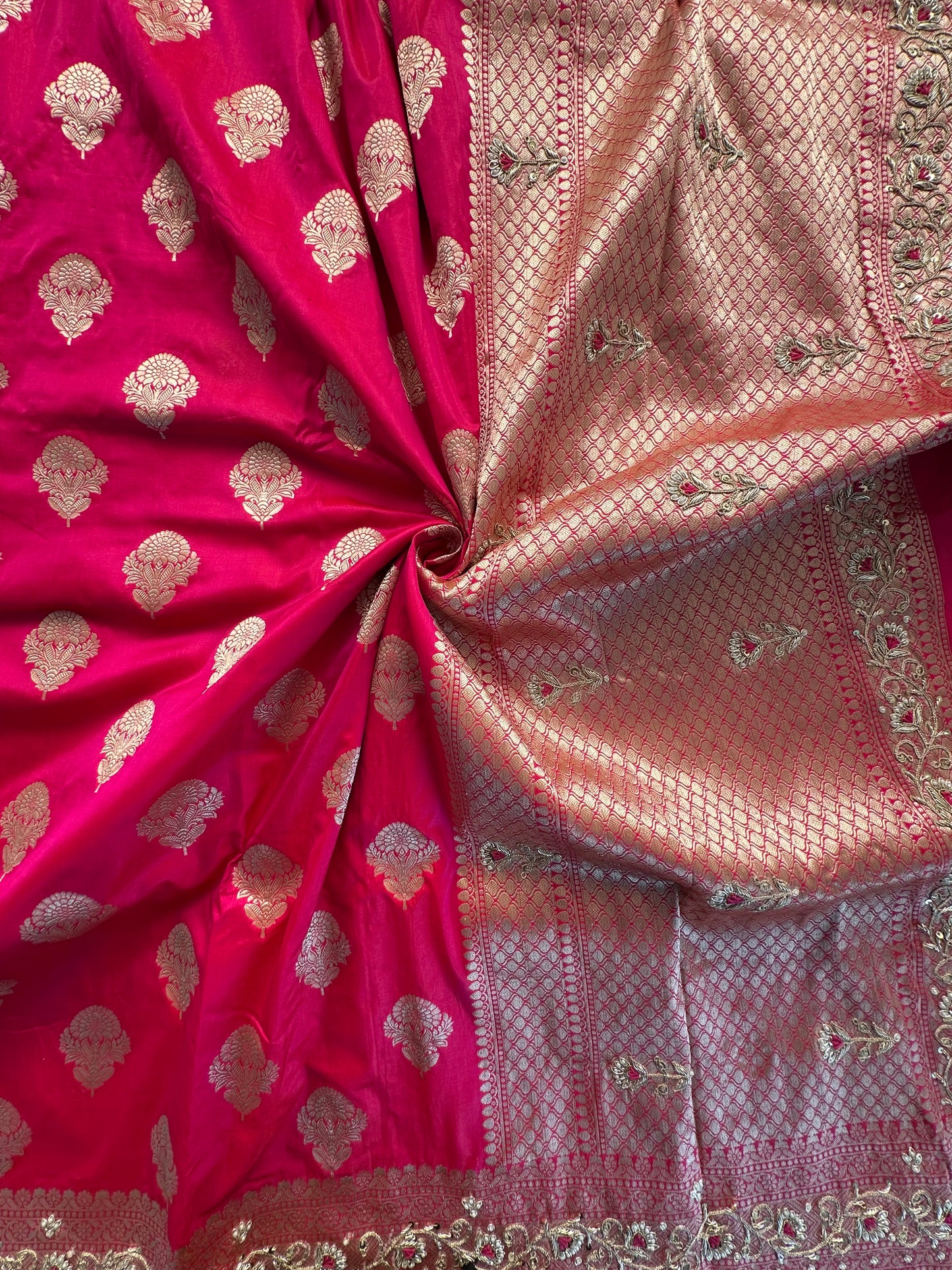 Rani Pure Banarasi Silk Saree With Gotapatti & Zarodozi Work