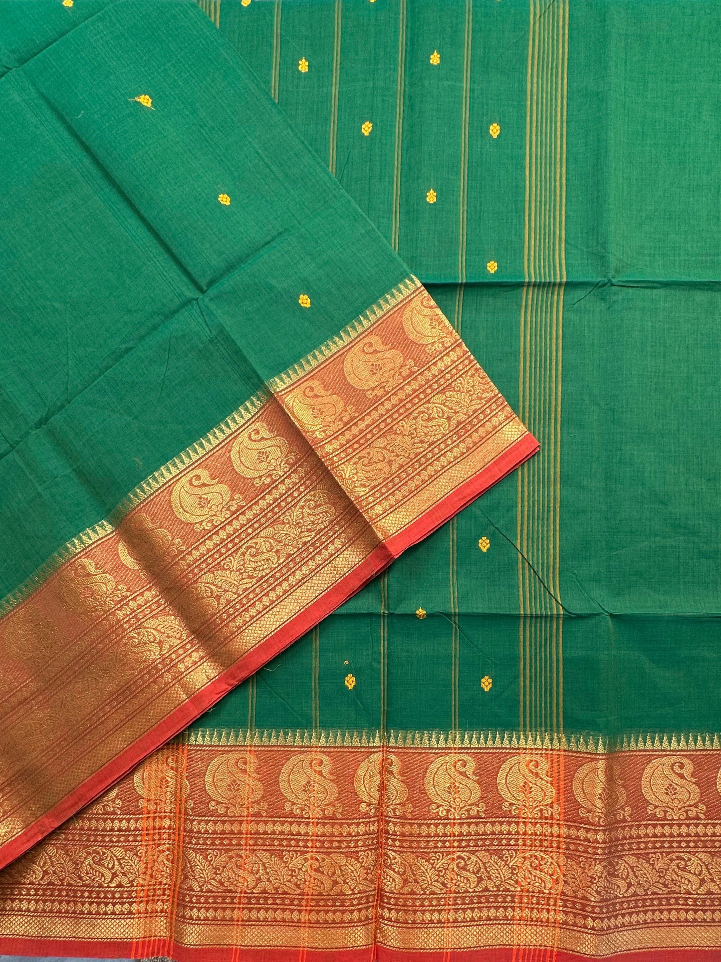 Bottle Green Narayanpet Cotton Saree