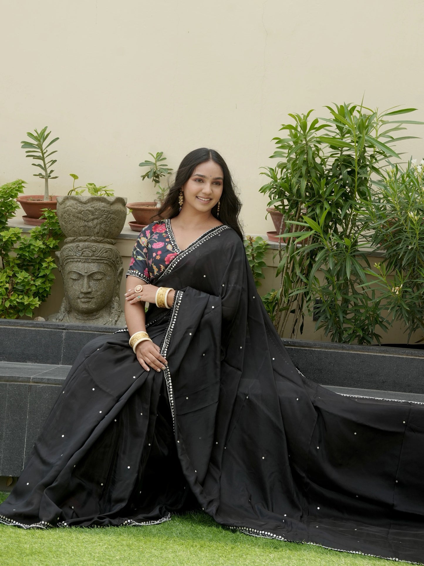 Crepe Saree with Designer Blouse