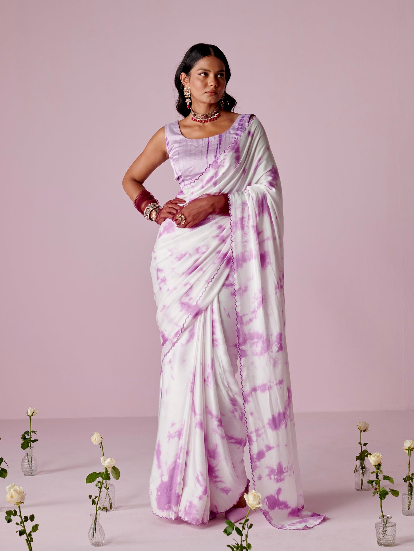 Abstract Satin Saree