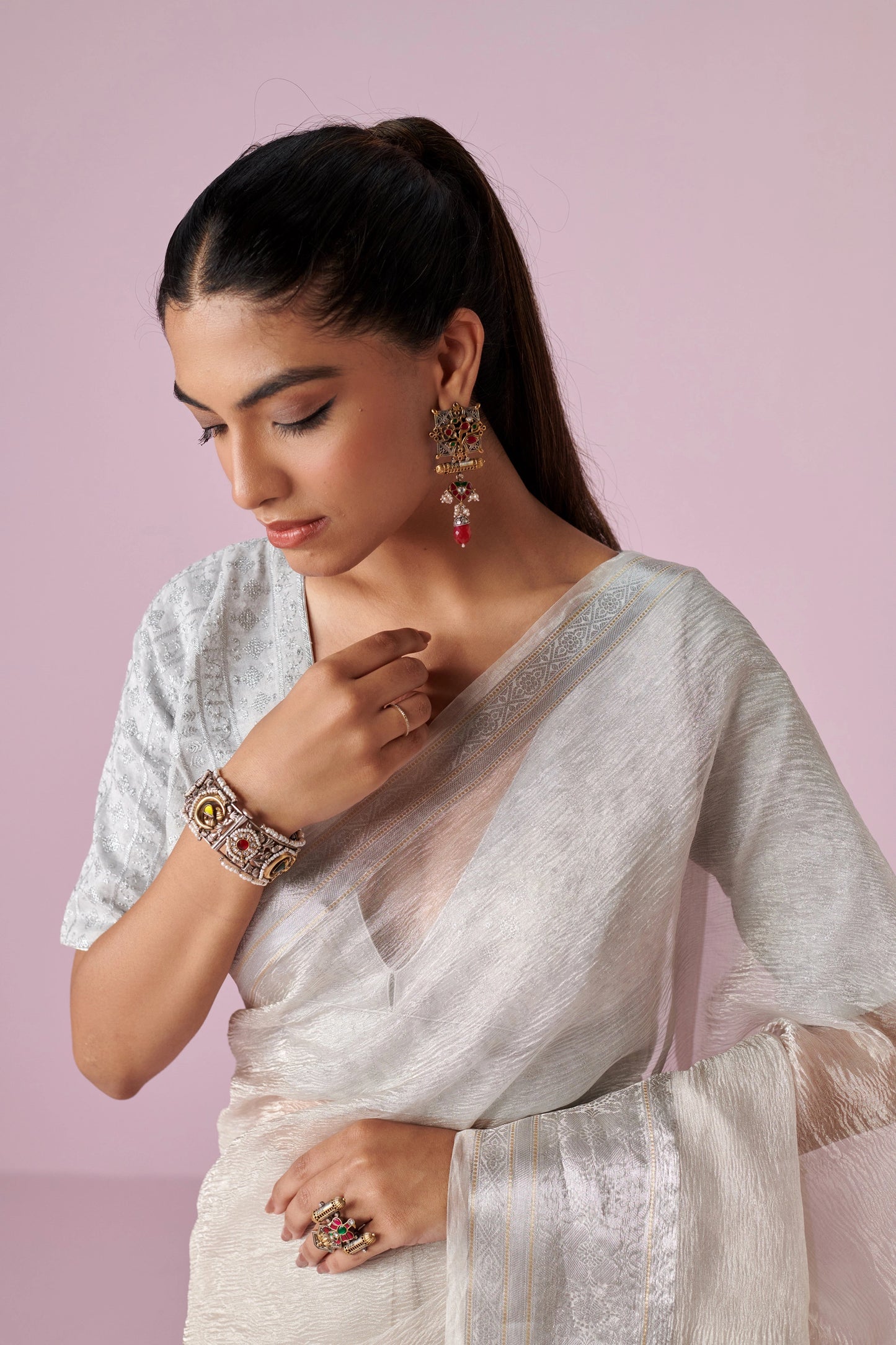Silver Crush Pure Tissue Saree