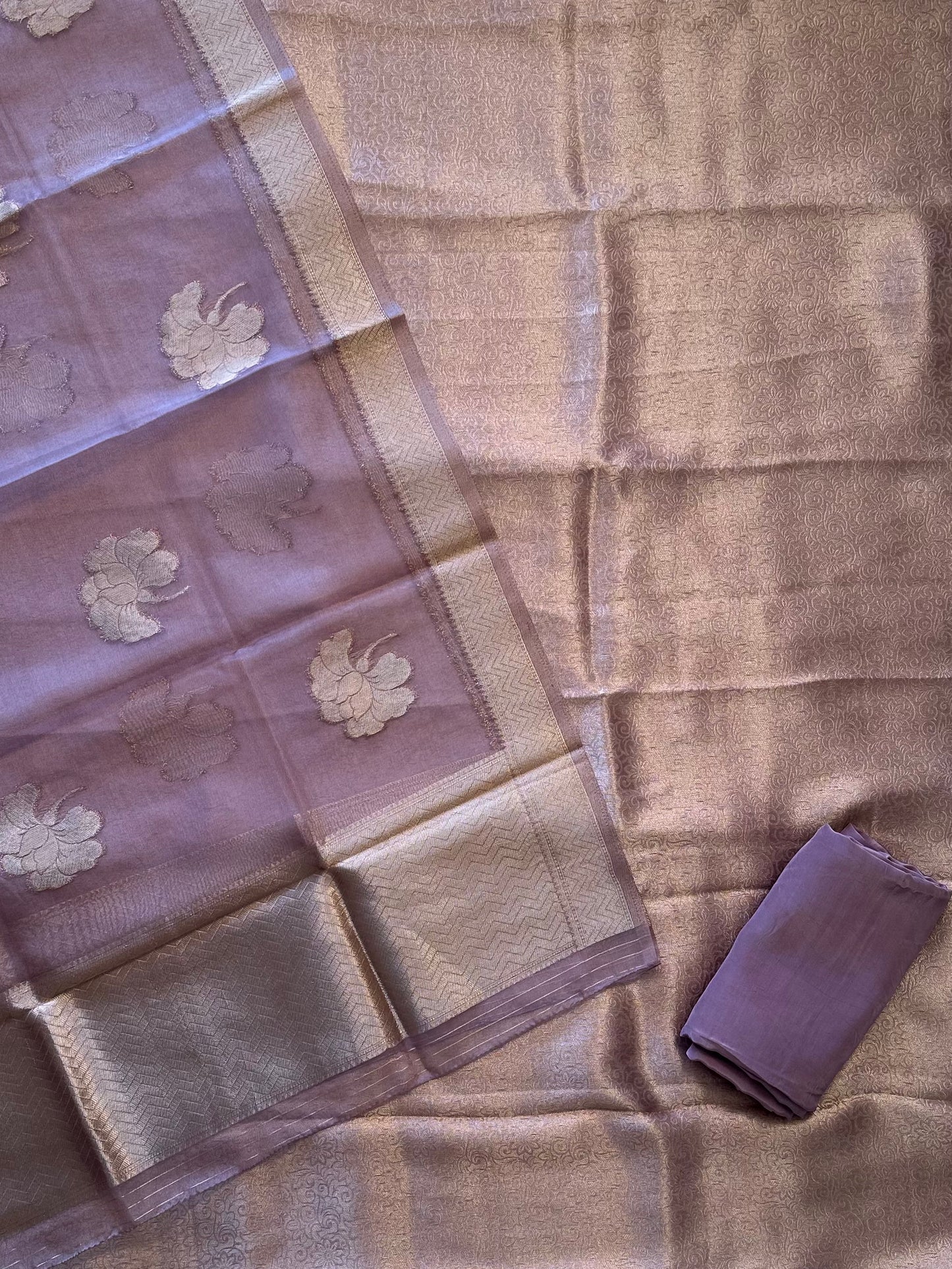 Banarasi Brocade Woven Unstitched Suit Fabric With Organza Dupatta