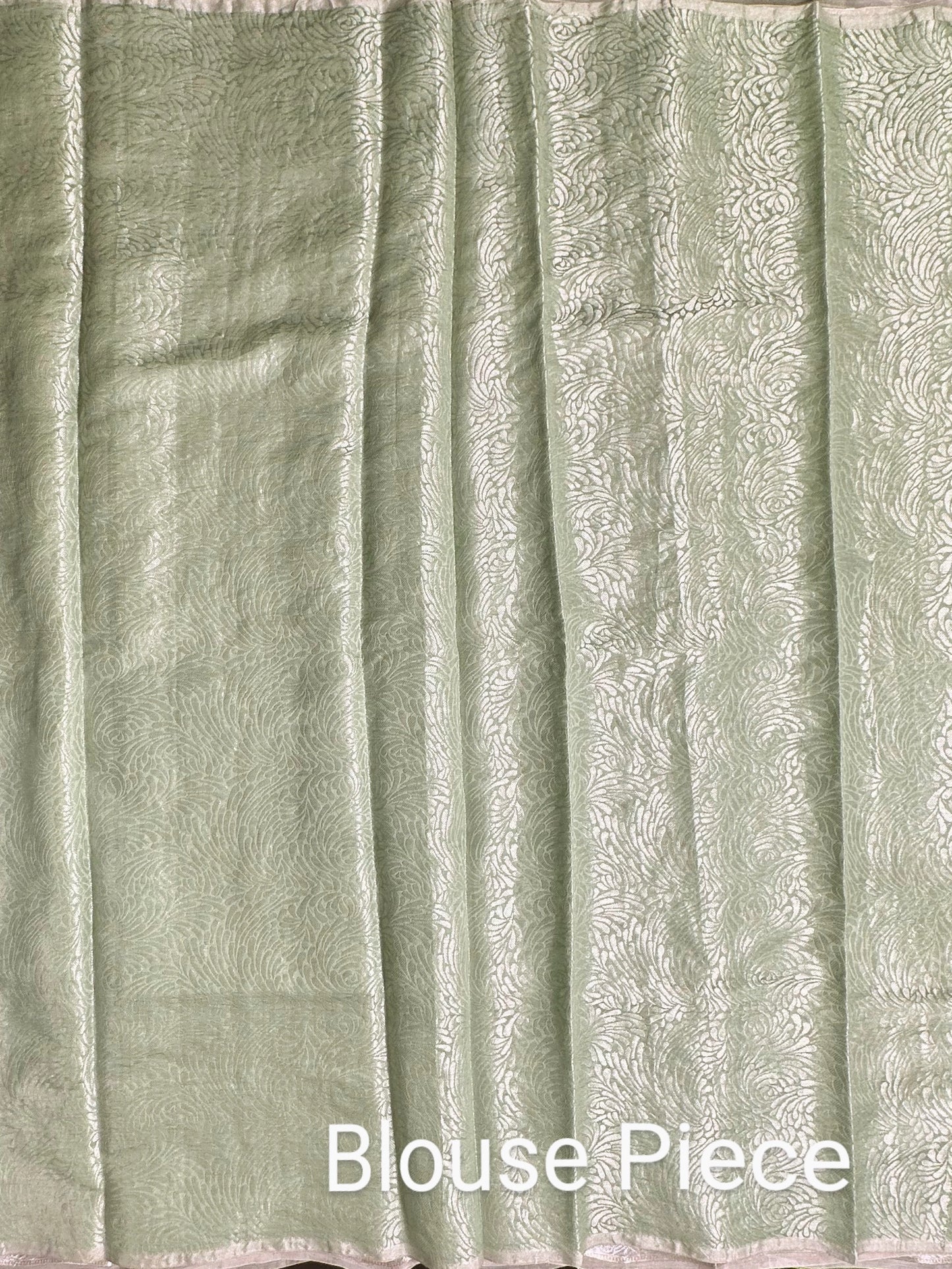Pista Green Pure Tissue Crush Saree