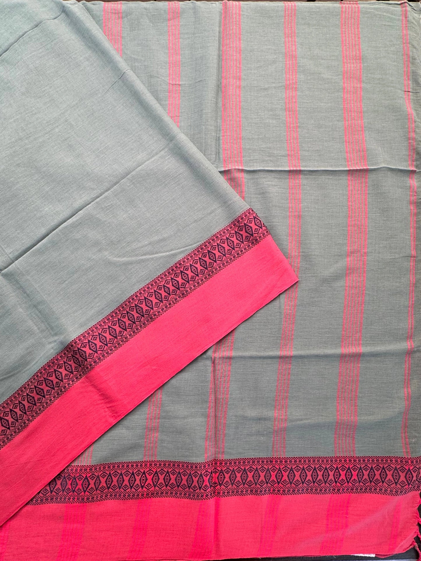 Jade Ivy-Pink Tripura Cotton Saree