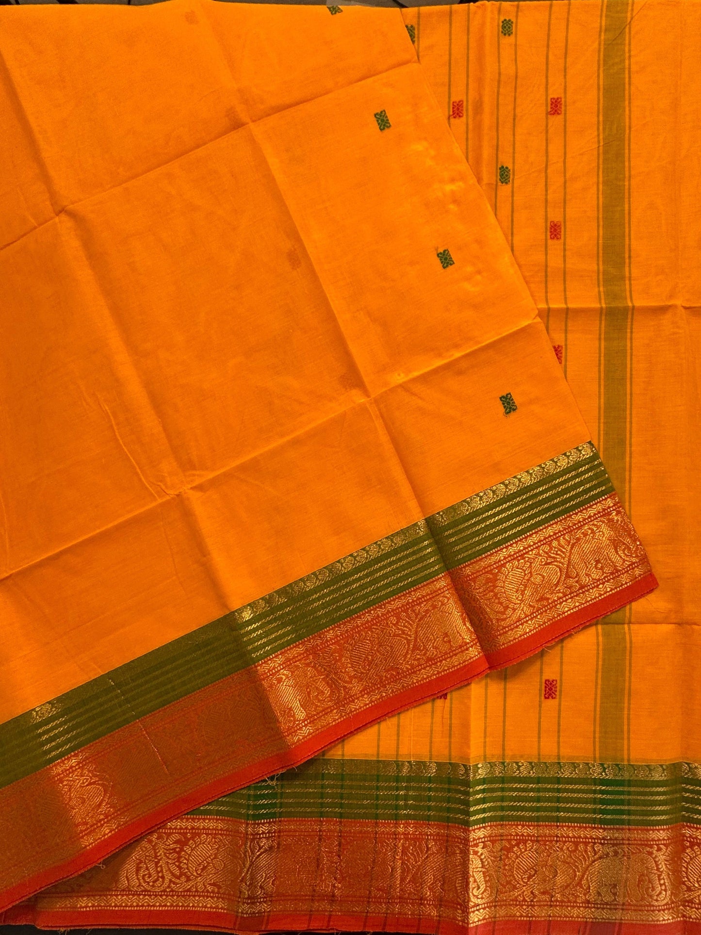 Orange Narayanpet Cotton Saree