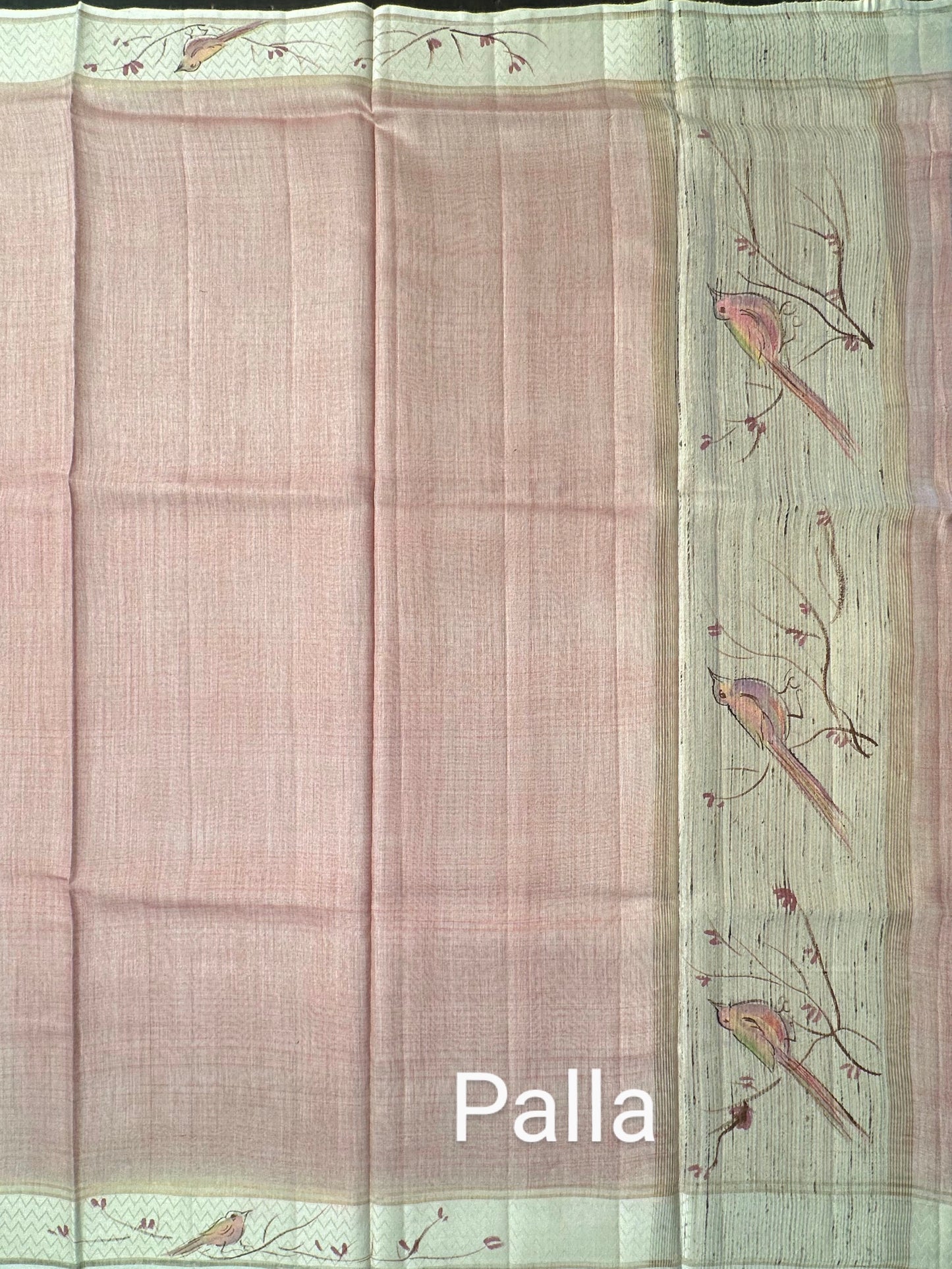 Dusky Pink Hand Print Saree