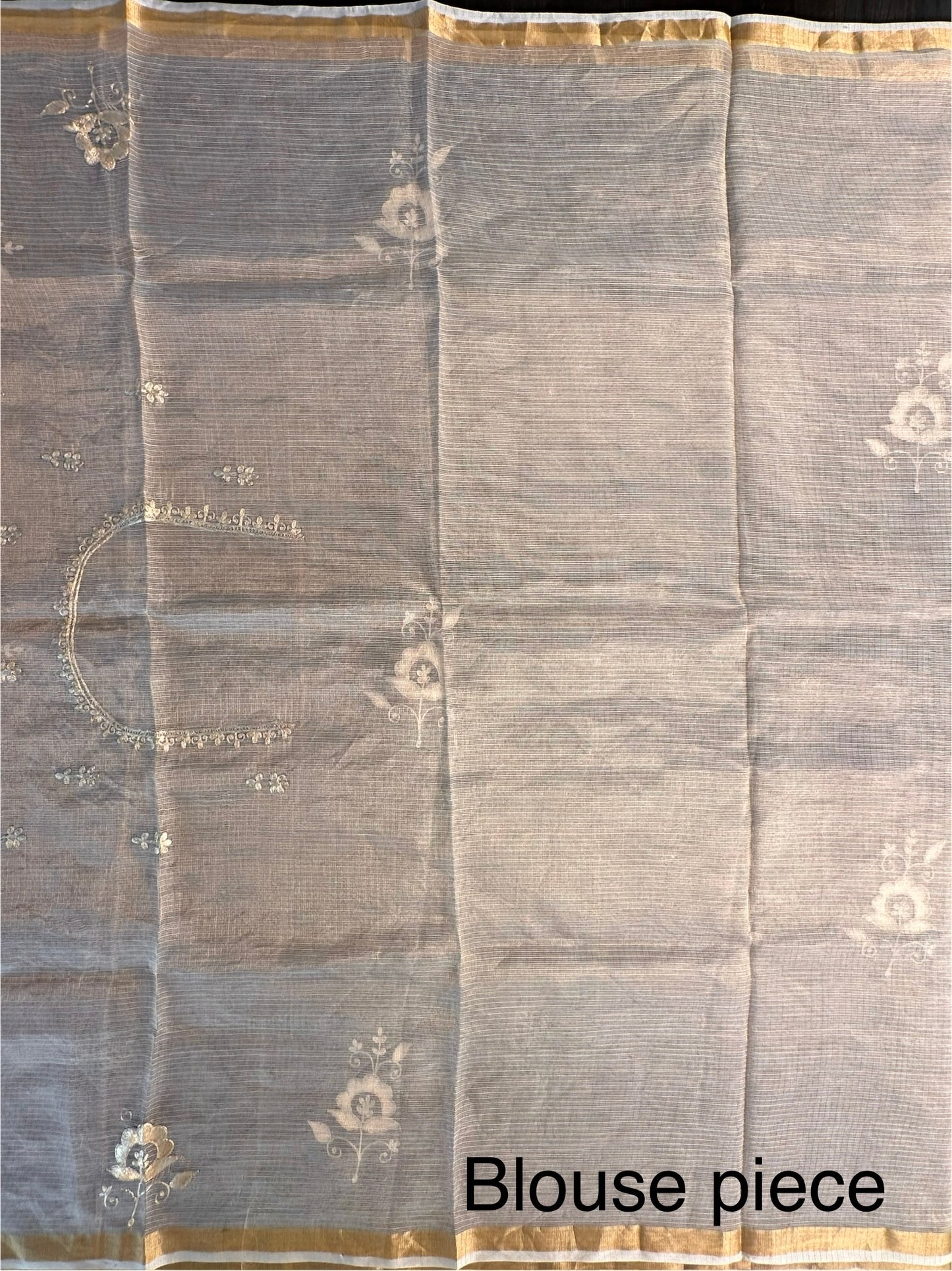 Light Gold Pittan Work Kota Doria Silk Saree