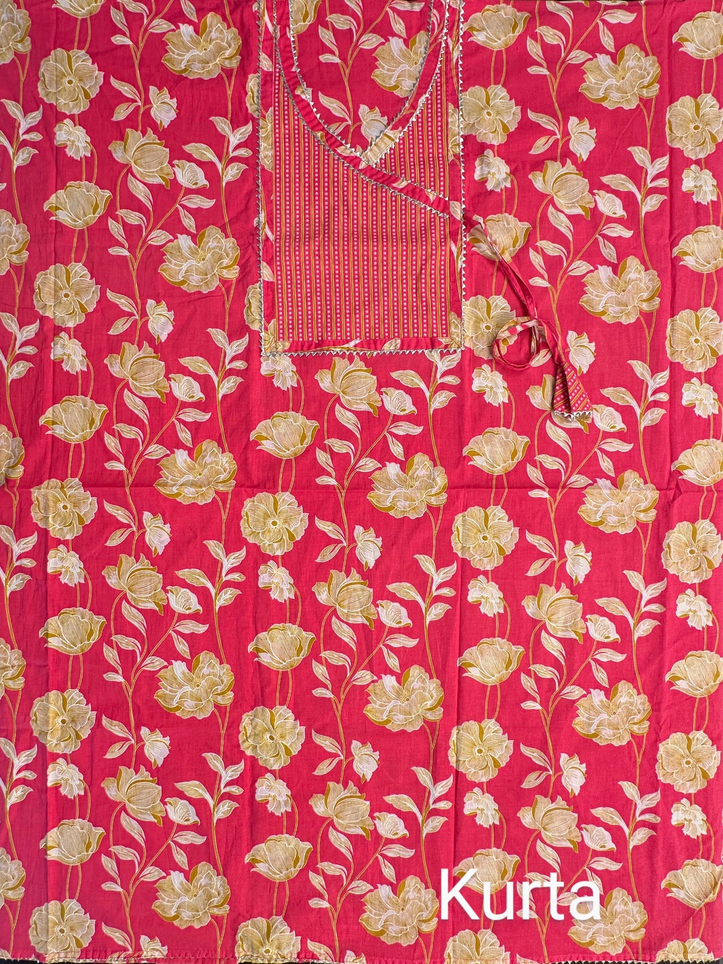 Dark Pink Angrakha Printed Cotton 3-Piece Suit