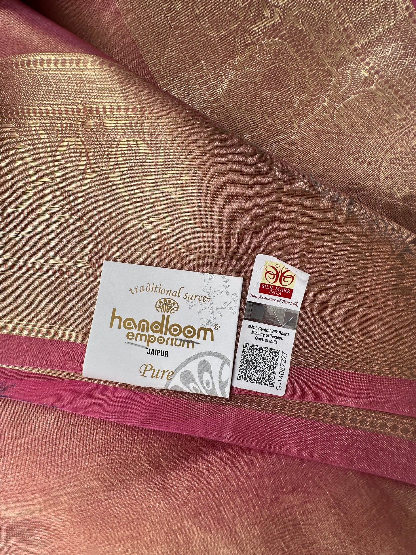 Pink Banarasi Pure Tissue Saree