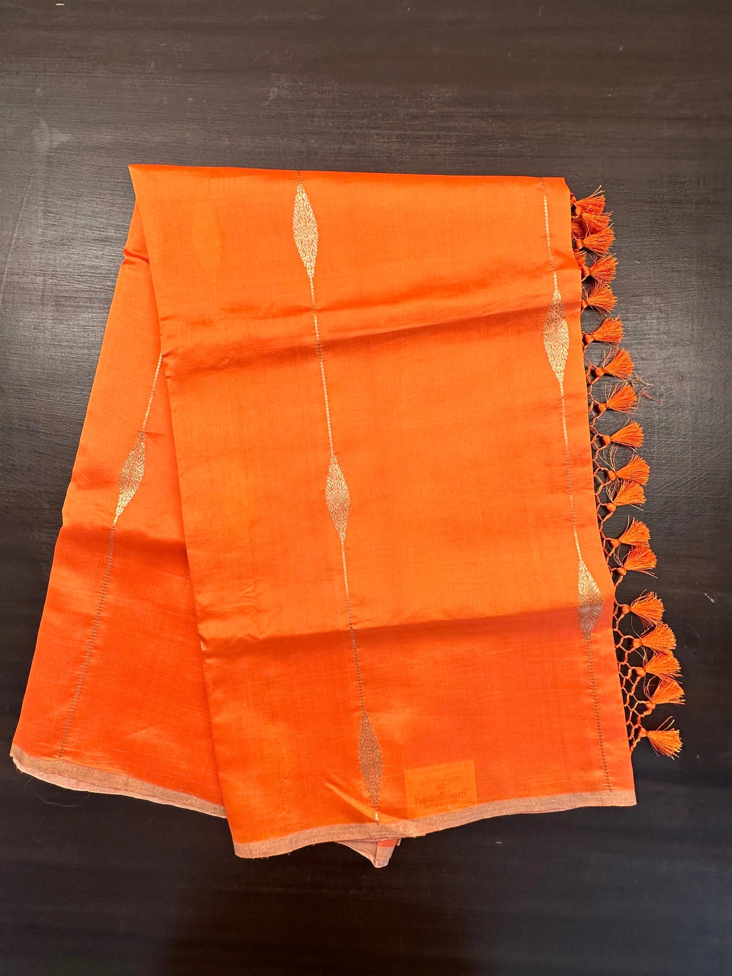 Orange-Coral Vedika Banarasi Pure Silk Saree
