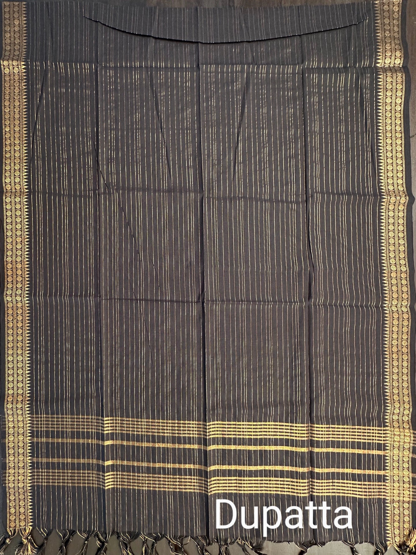 Black South Cotton Unstitched 3-Piece Suit