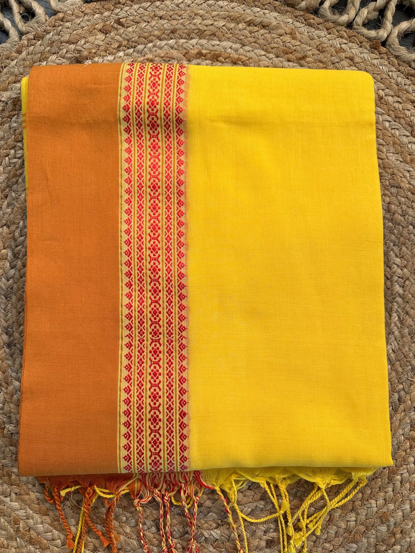 Yellow -Mustard Tripura Cotton Saree