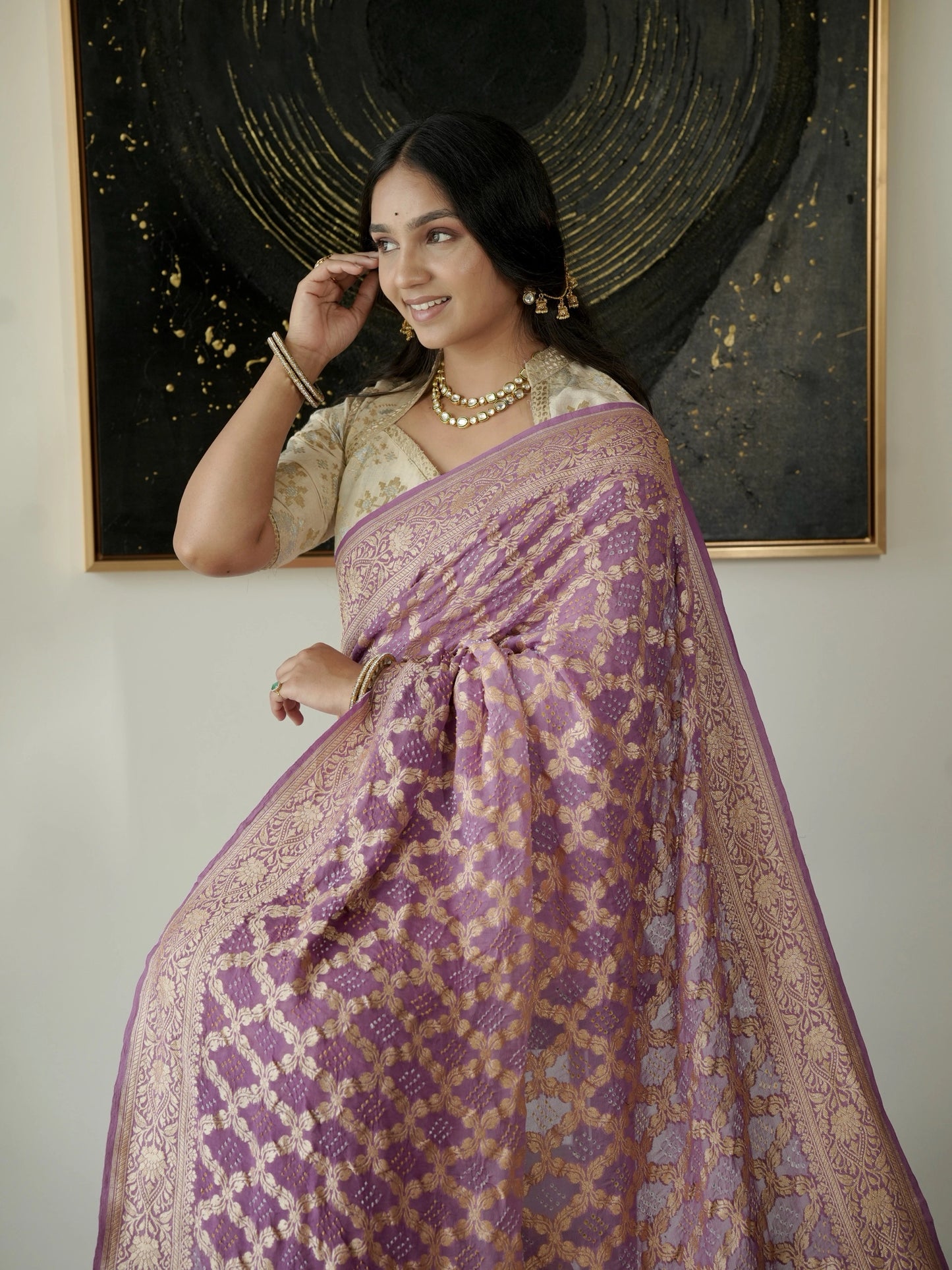 Pure Georgette Gharchola Bandhej Saree