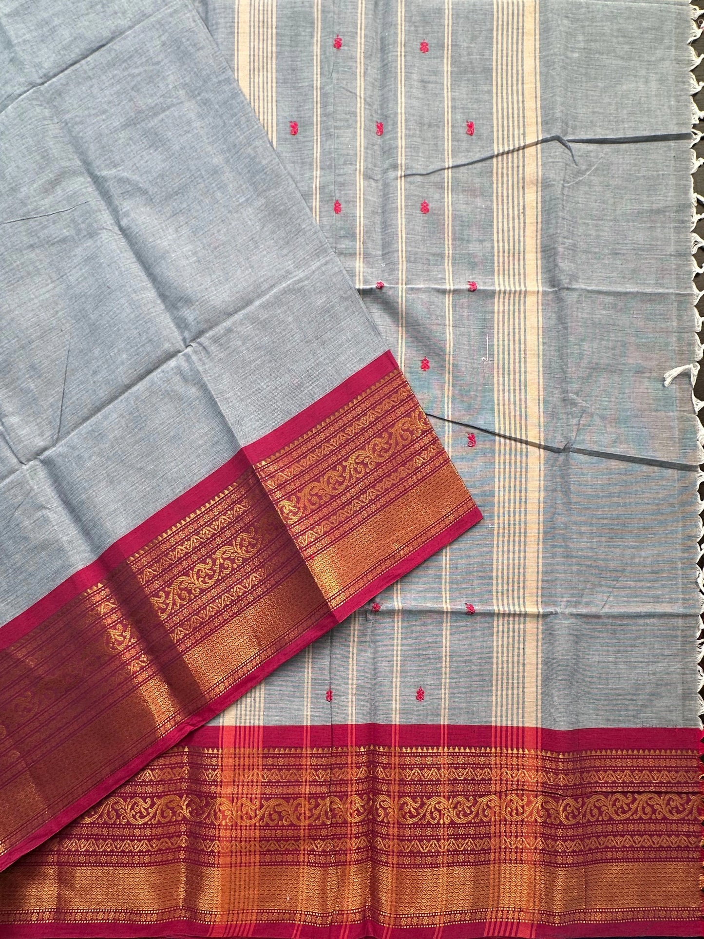 Grey Narayanpet Cotton Saree