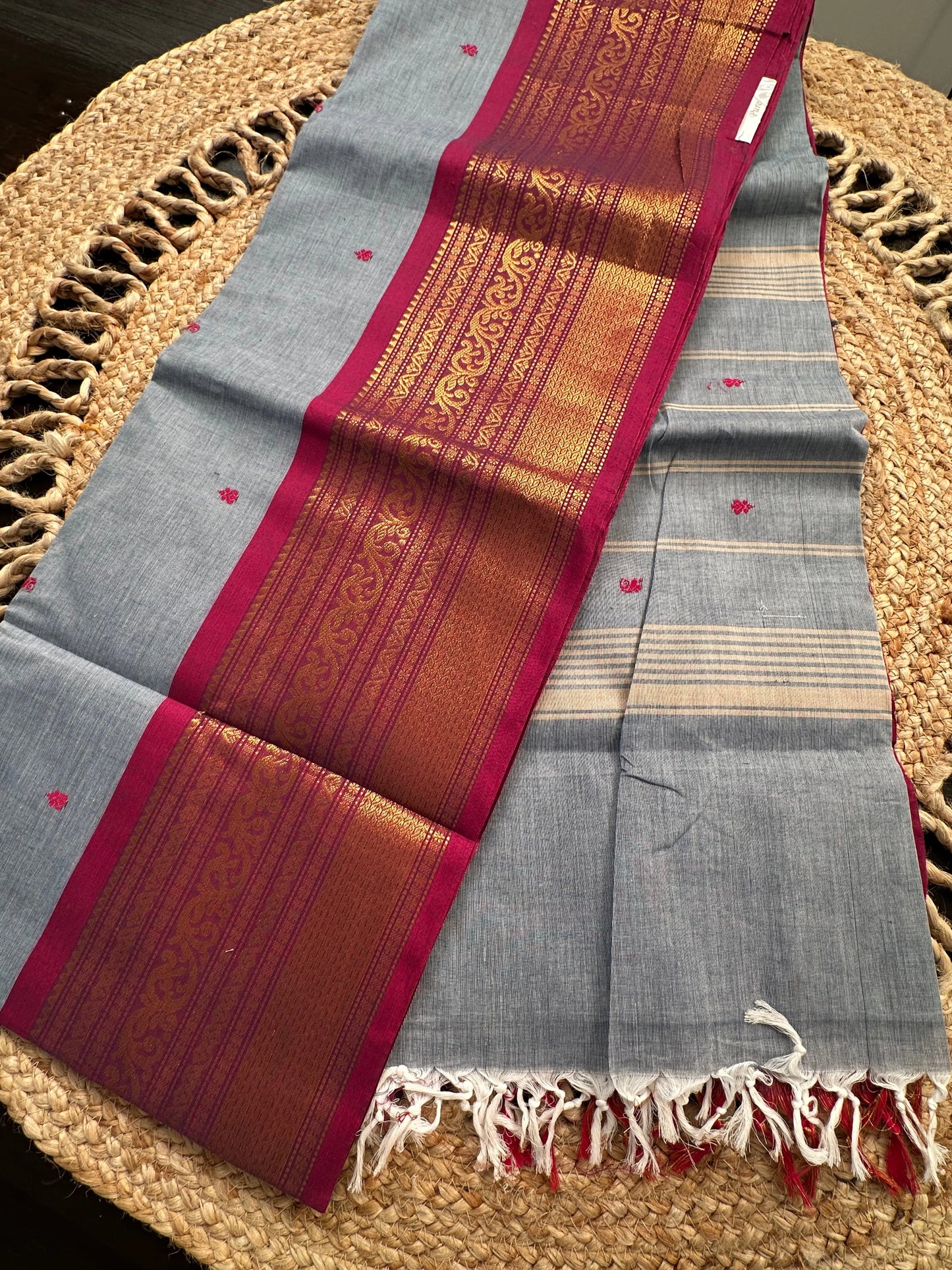 Grey Narayanpet Cotton Saree