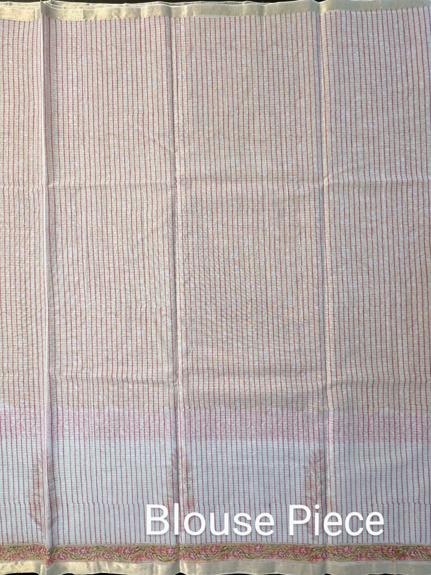 Off White Block Printed Kota Doria Cotton Saree