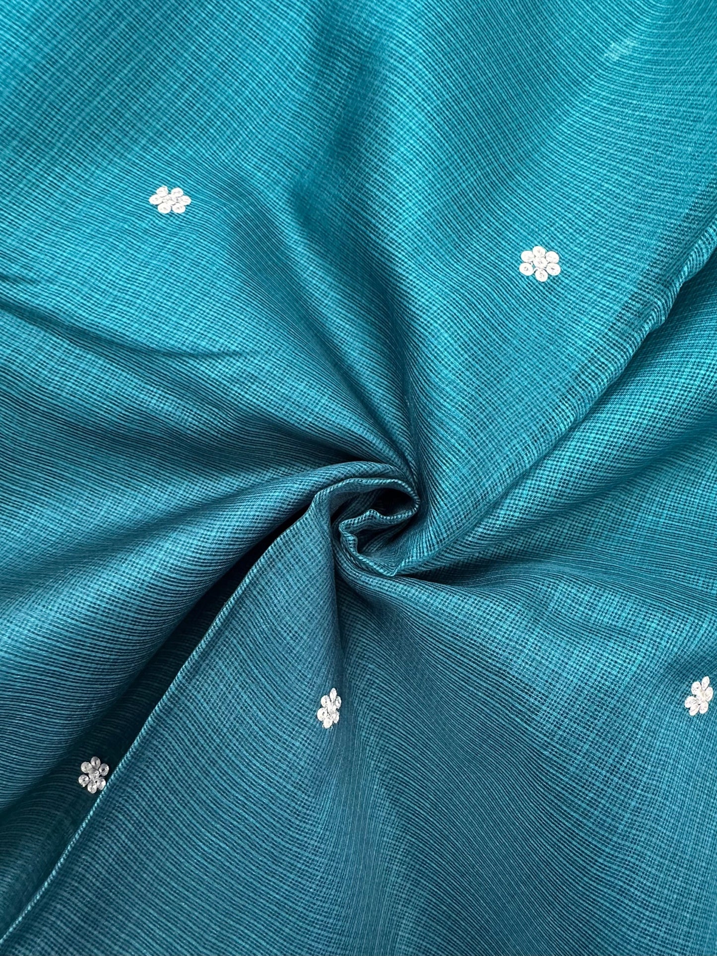 Turquoise Blue Gitika Kota Doria Pure Silk Saree