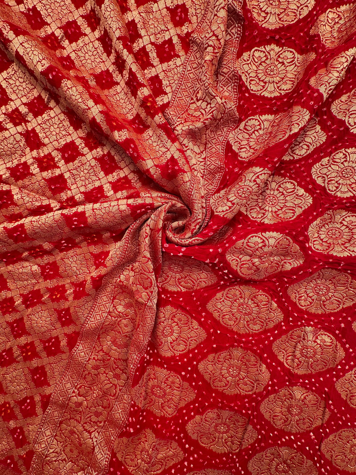 Red Gharchola Bandhej Pure Georgette Saree
