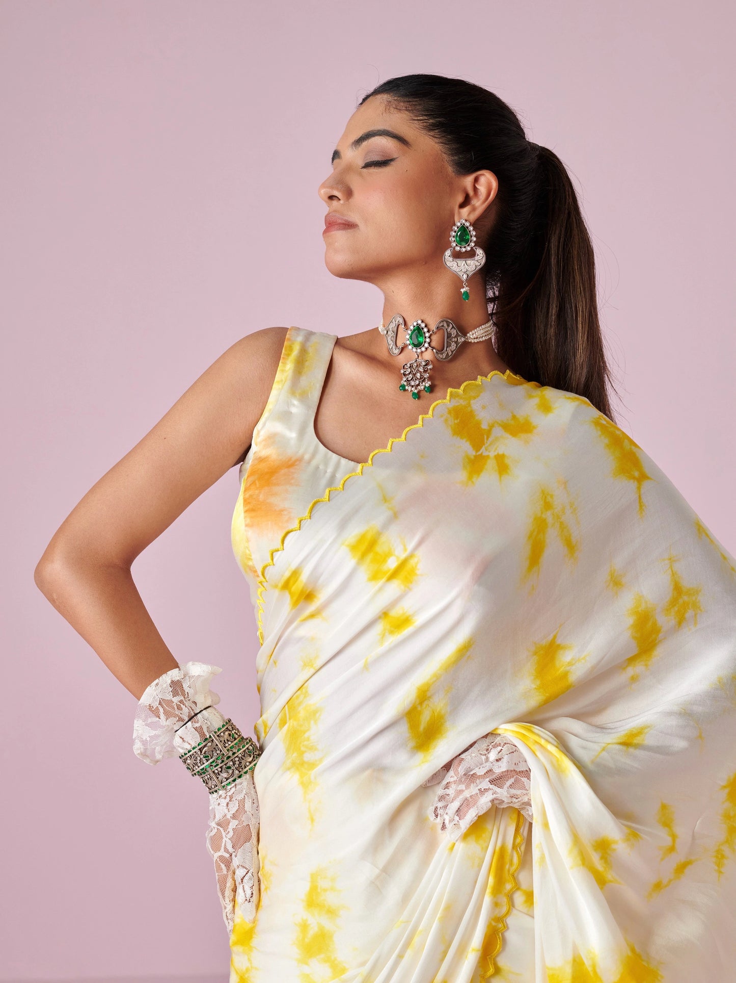 Abstract Satin Saree