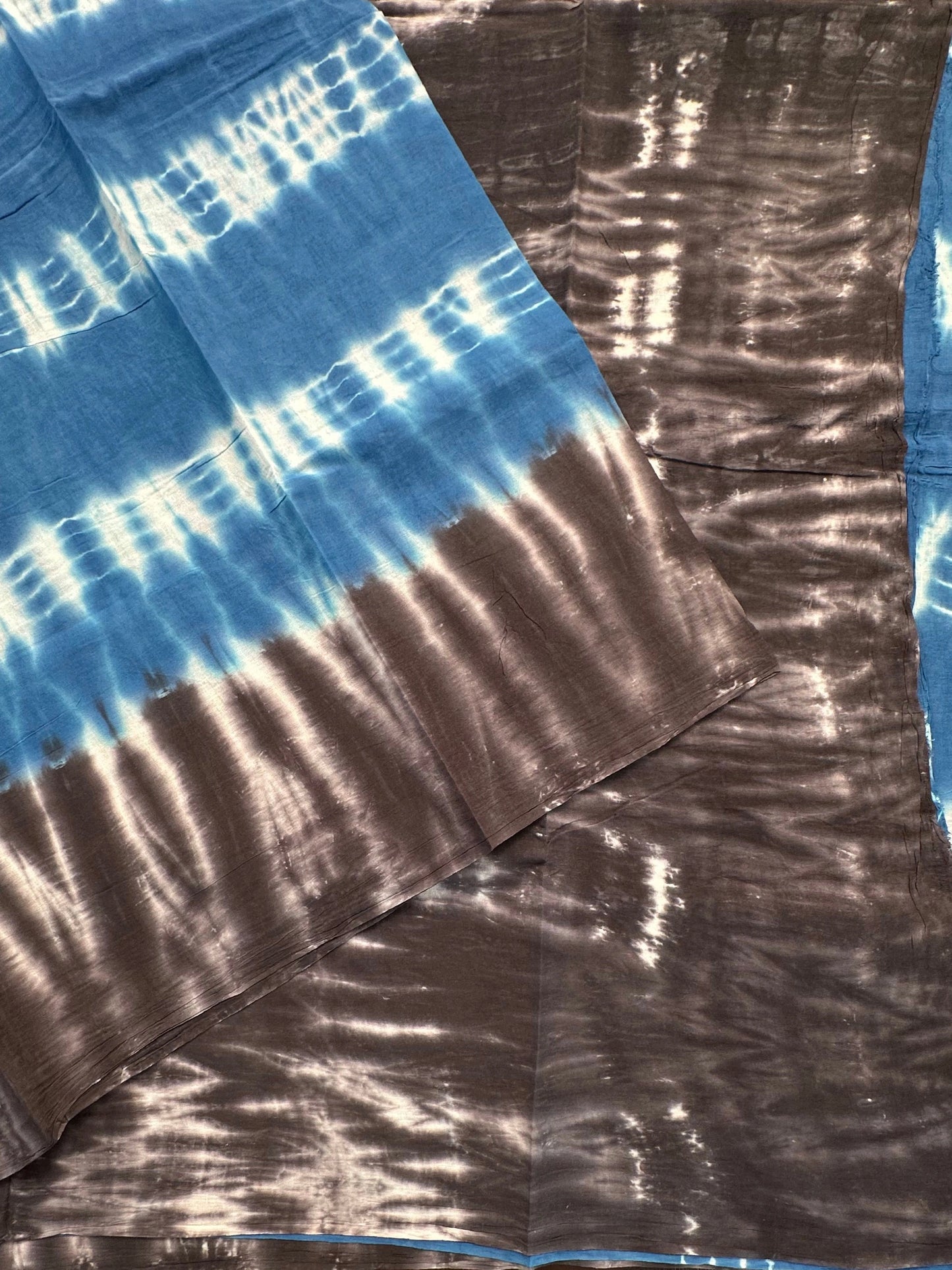 Blue-Black Batik Pure Cotton Saree