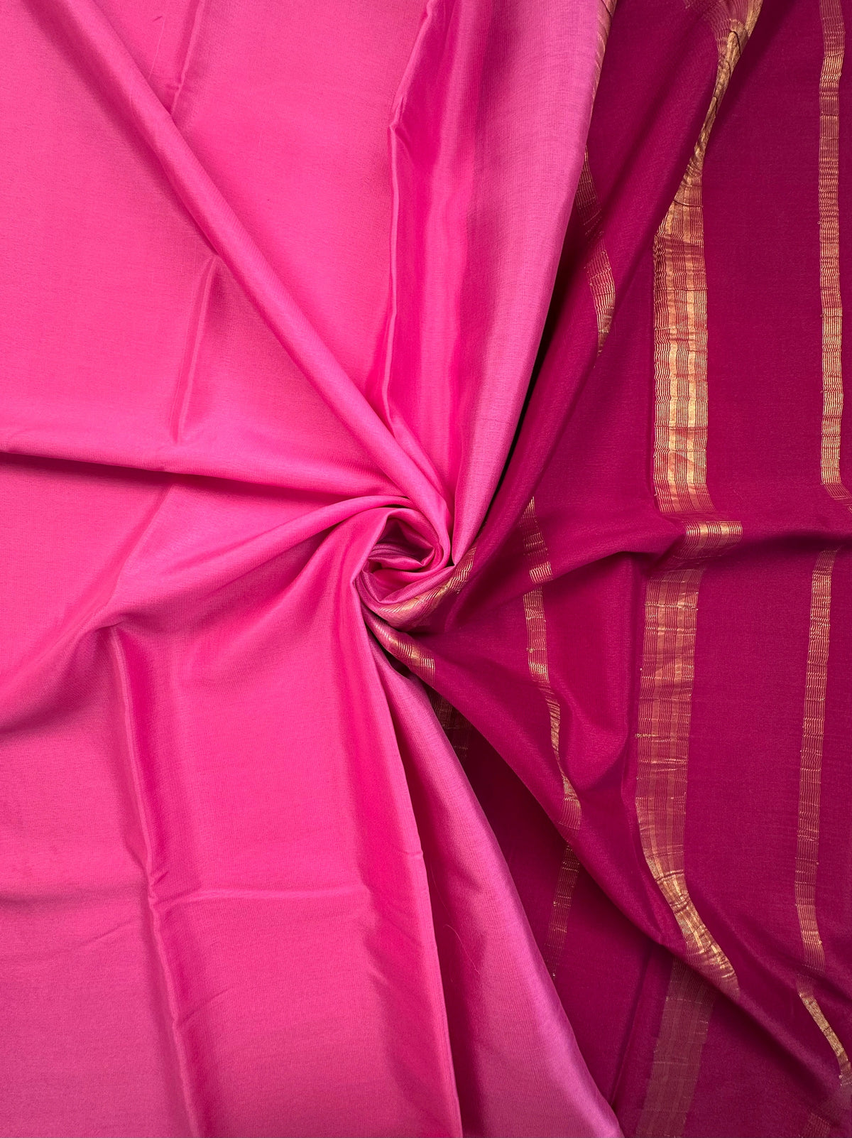 Pink-Magenta Pure Mysore Crepe Saree