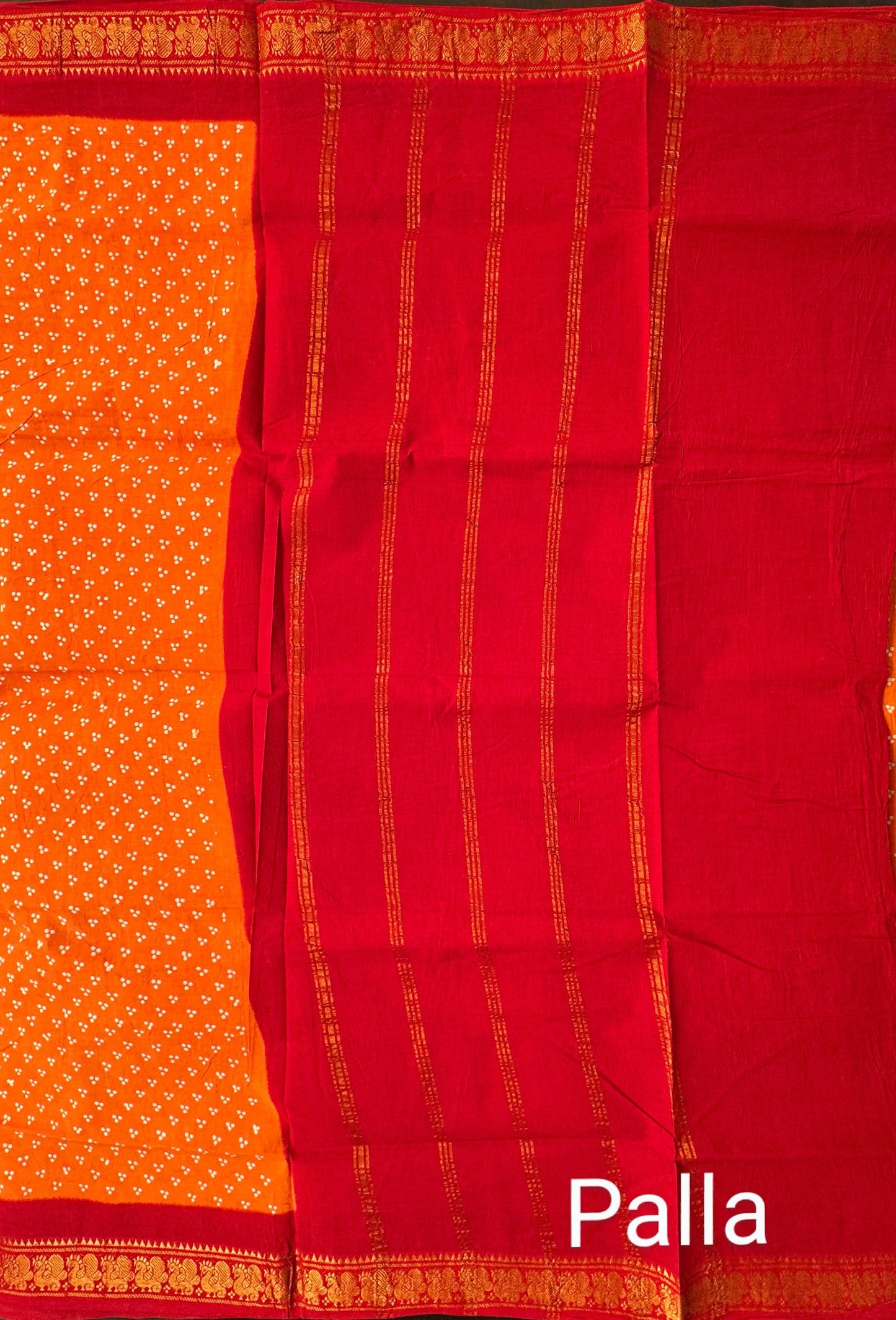 Orange Soongadi Cotton Saree