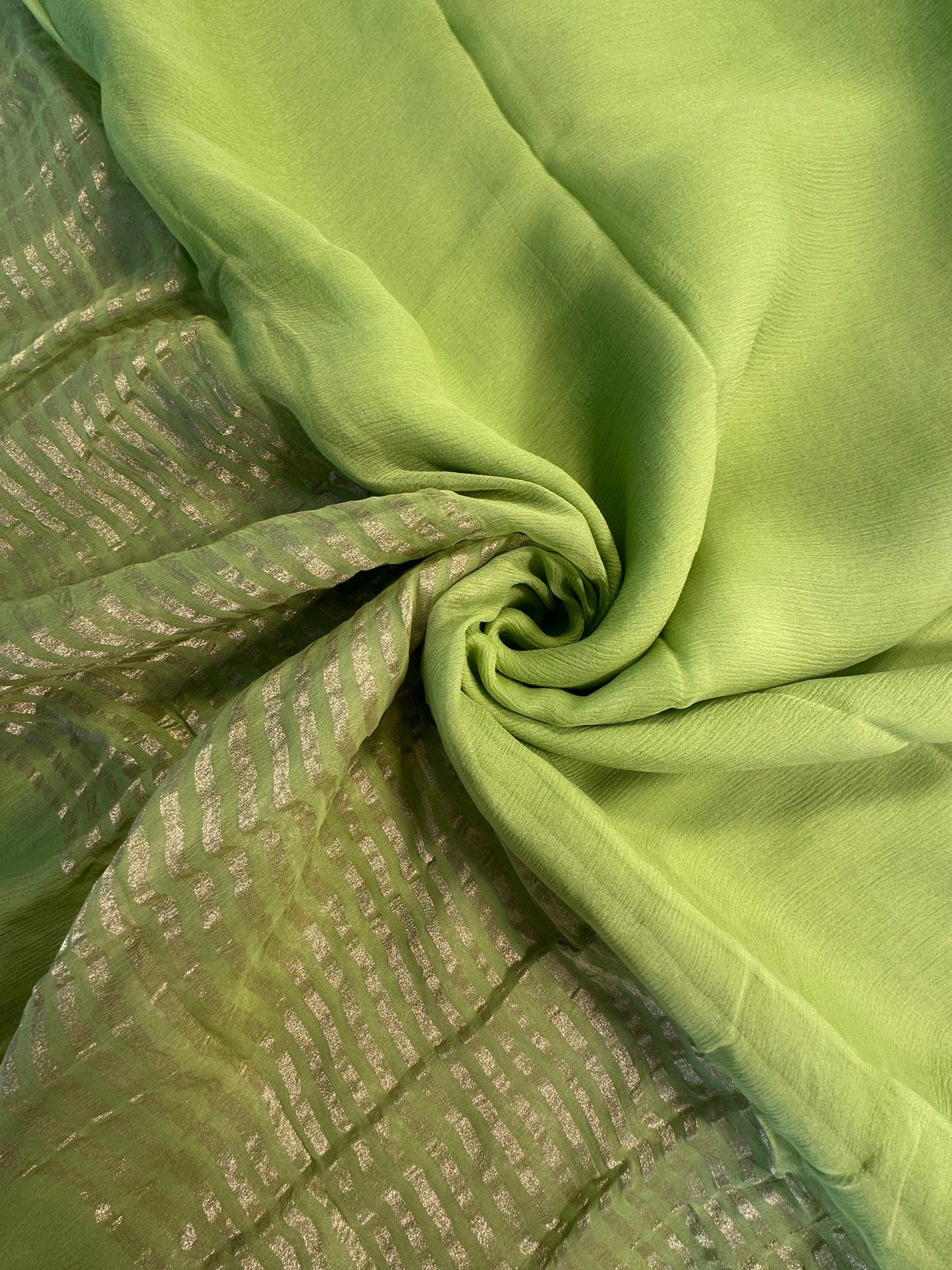 Parrot Green Pure Chiffon Saree