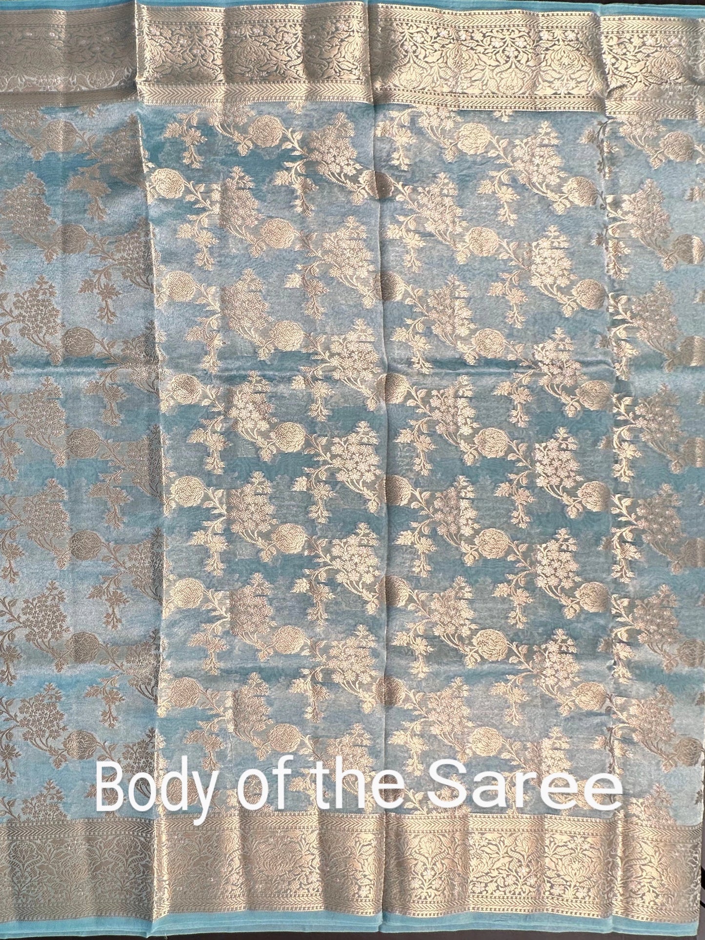 Sky Blue Tissue Silk Saree