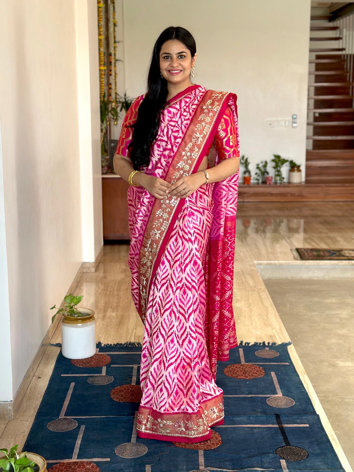 Rani Ikkat Pure Silk Saree