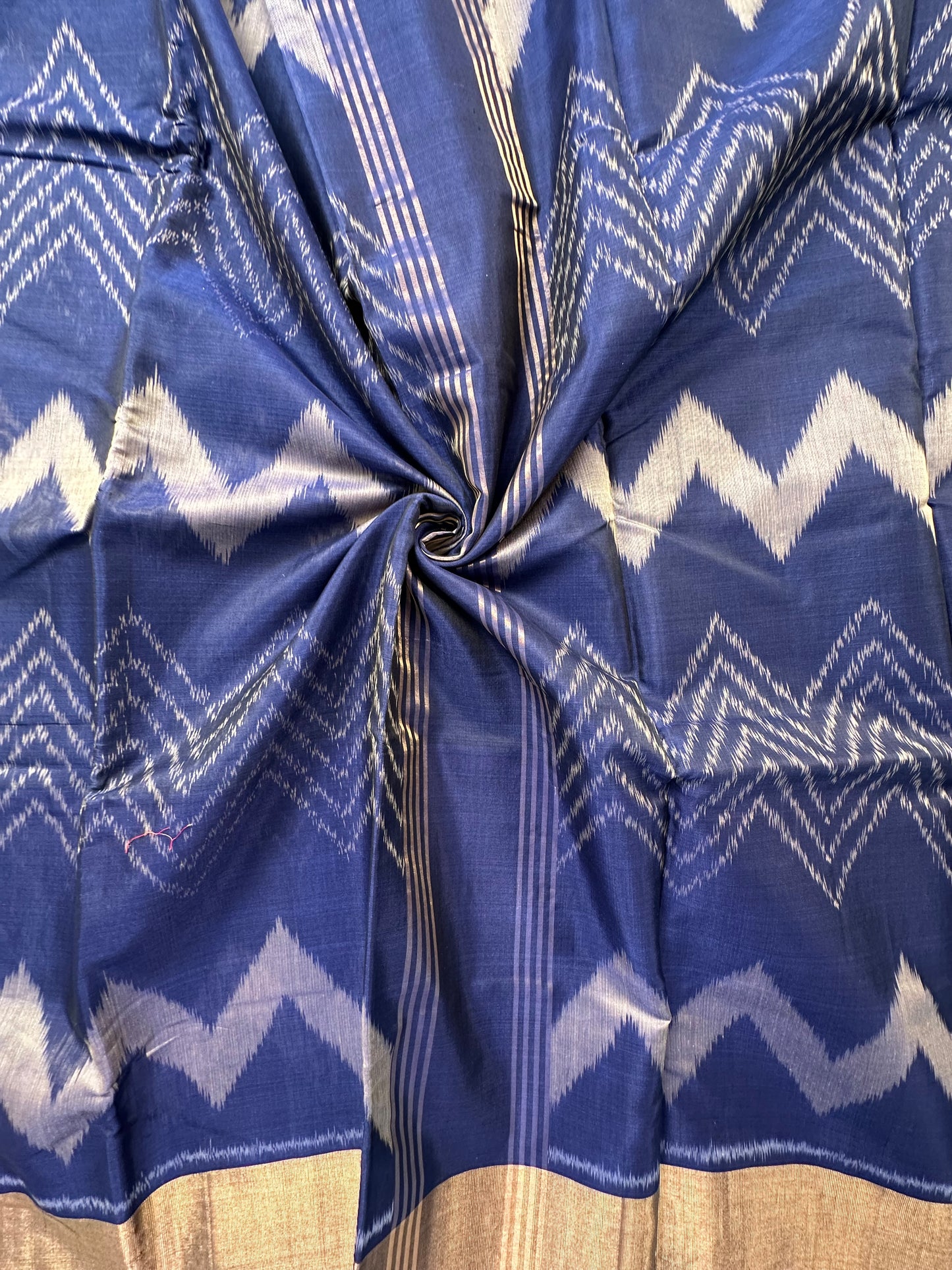 Royal Blue Ikkat Kosa Cotton Silk Saree