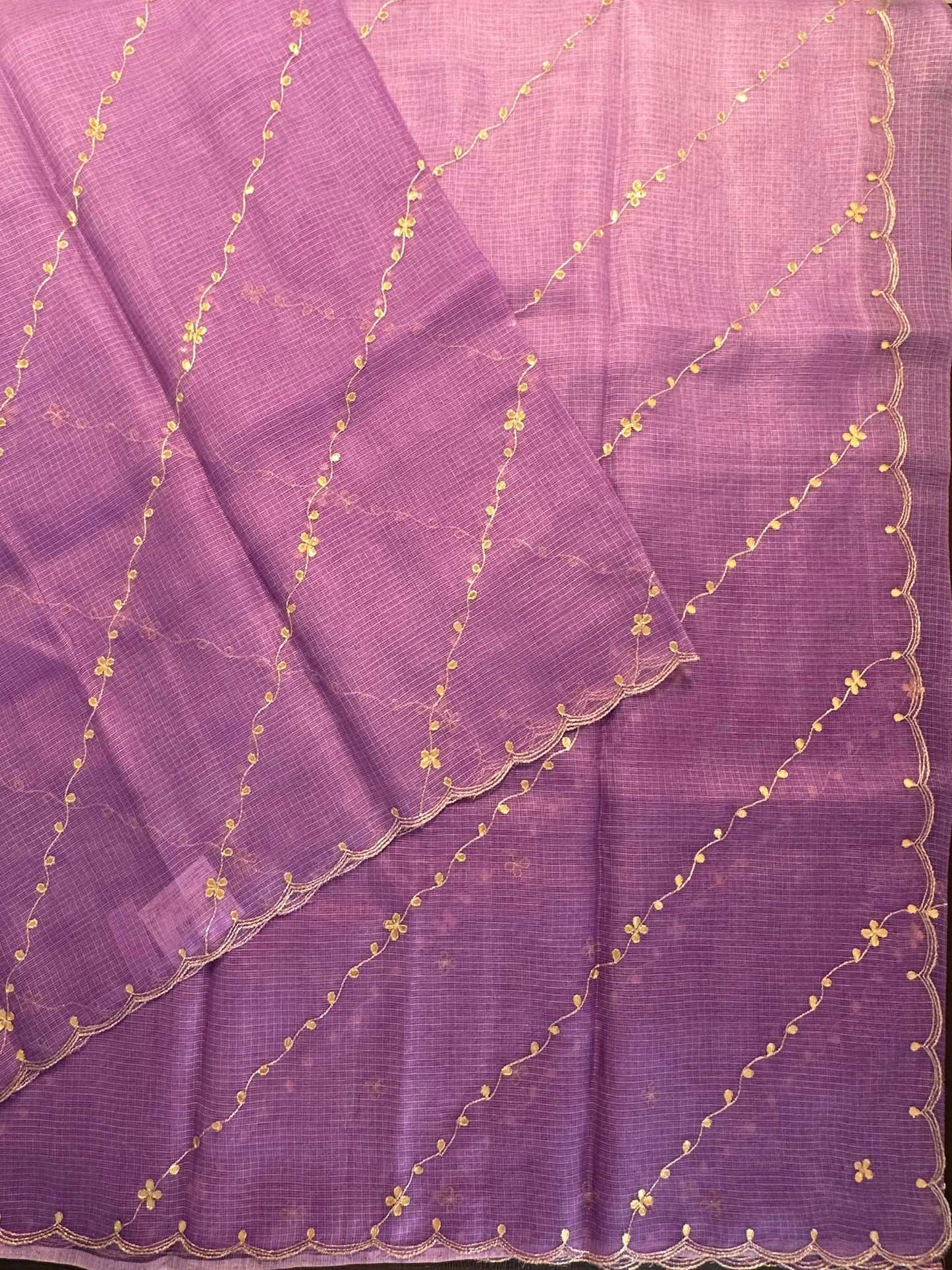 Kota Doria Pure Silk Saree With Gota Patti Work