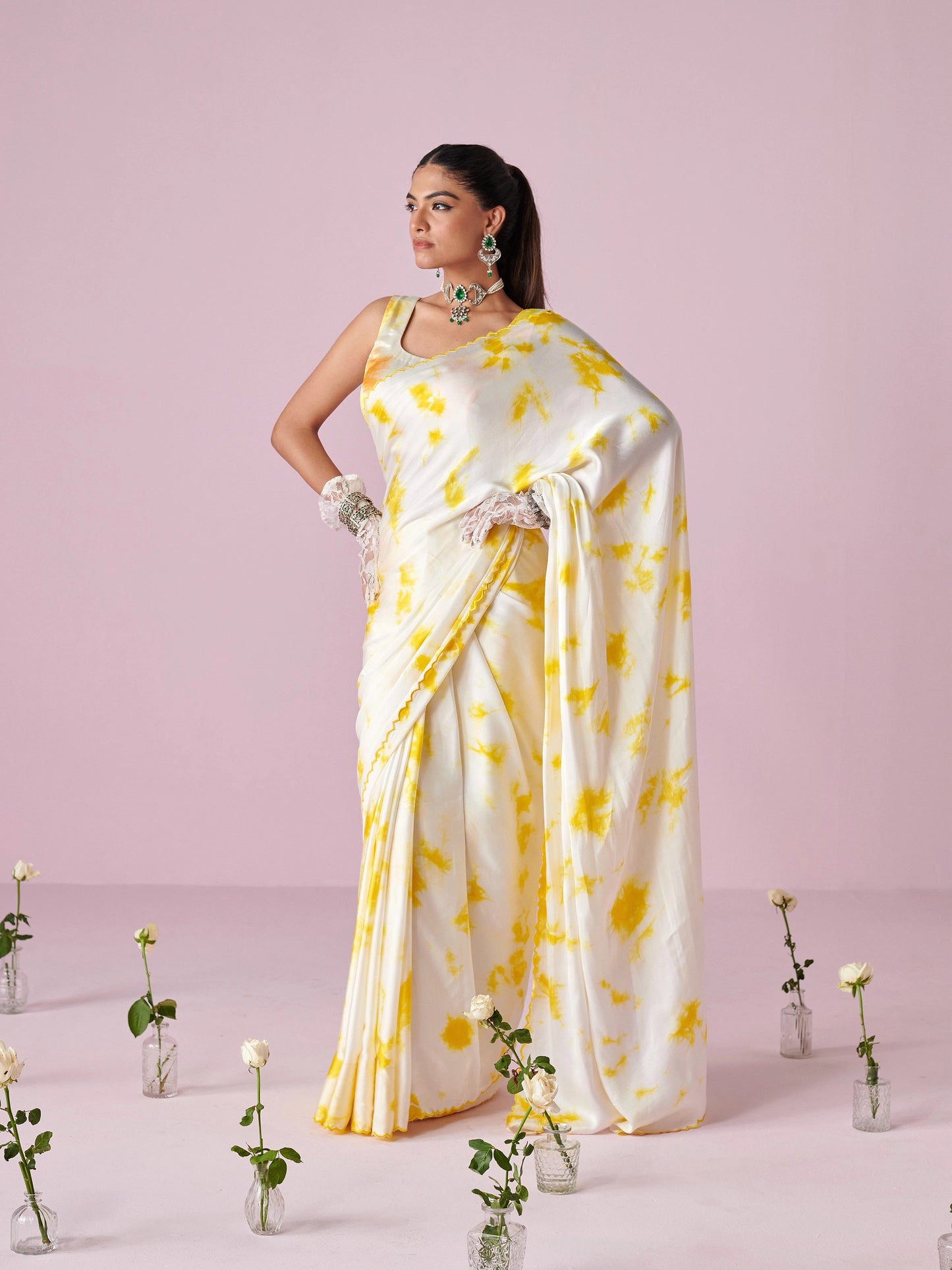 Abstract Satin Saree