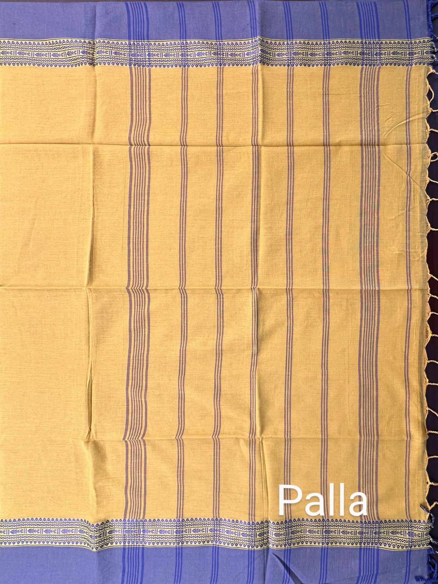Olive Green-Blue Tripura Cotton Saree