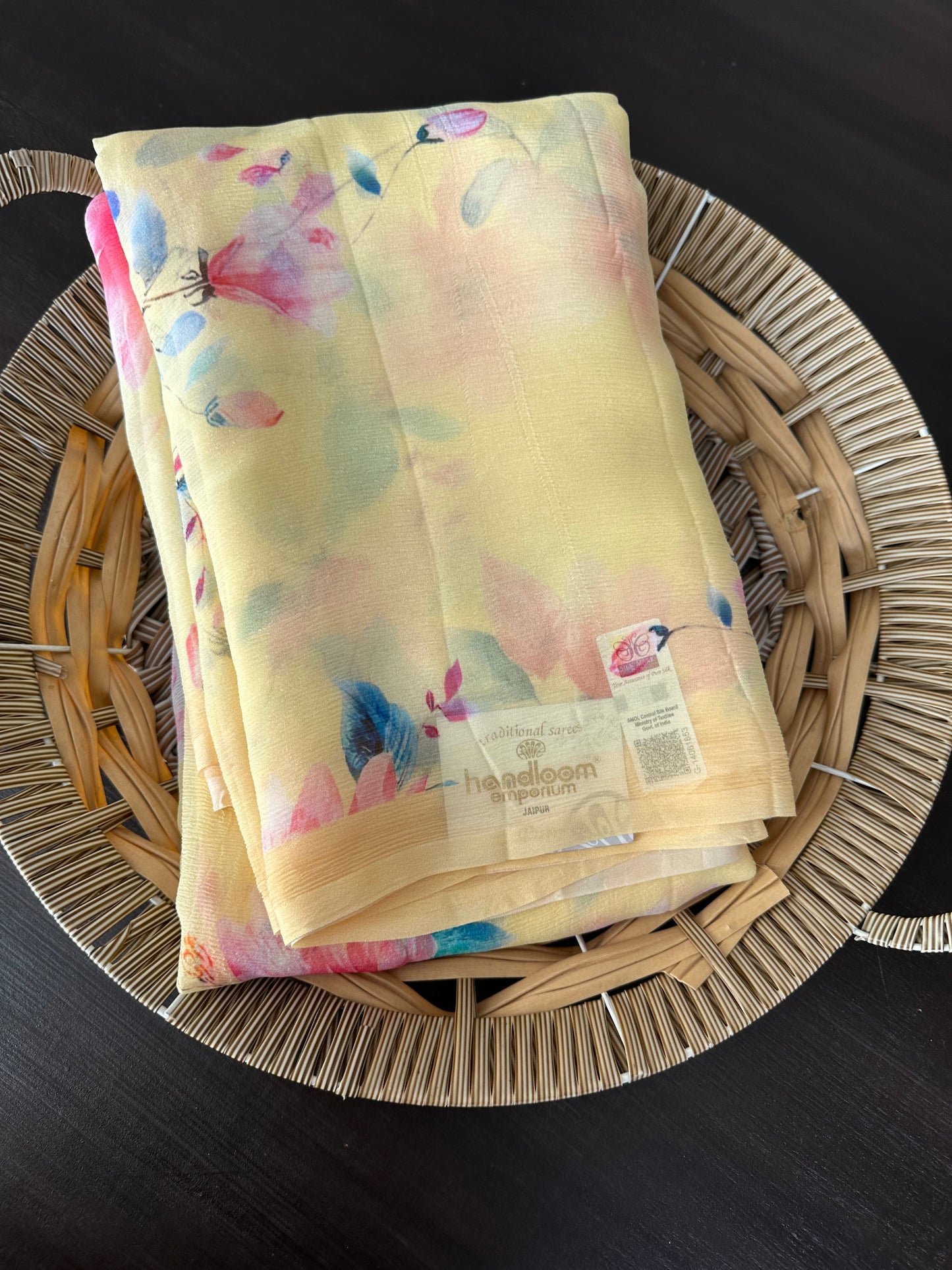 Floral Print Pure Chiffon Saree