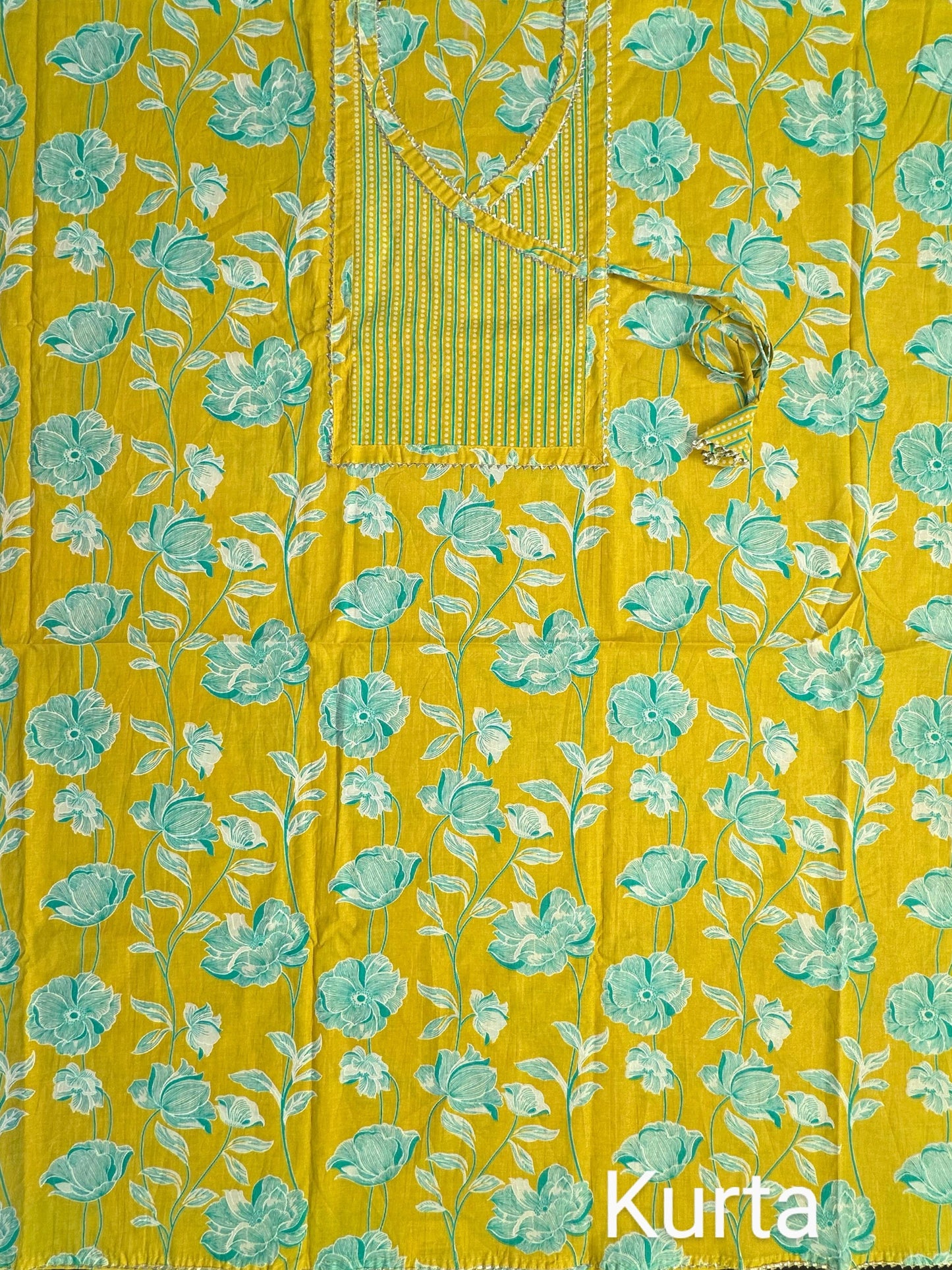 Yellow Angrakha Printed Cotton 3-Piece Suit