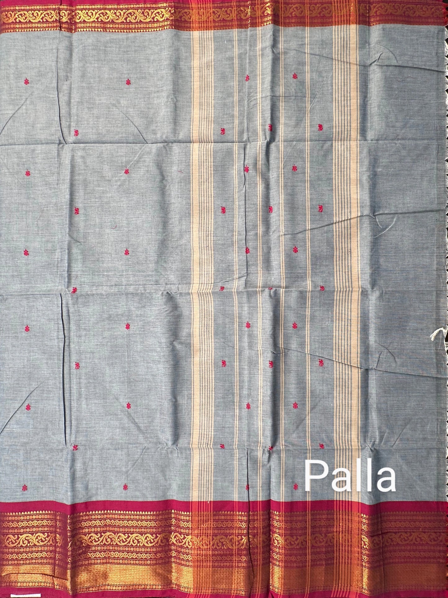 Grey Narayanpet Cotton Saree