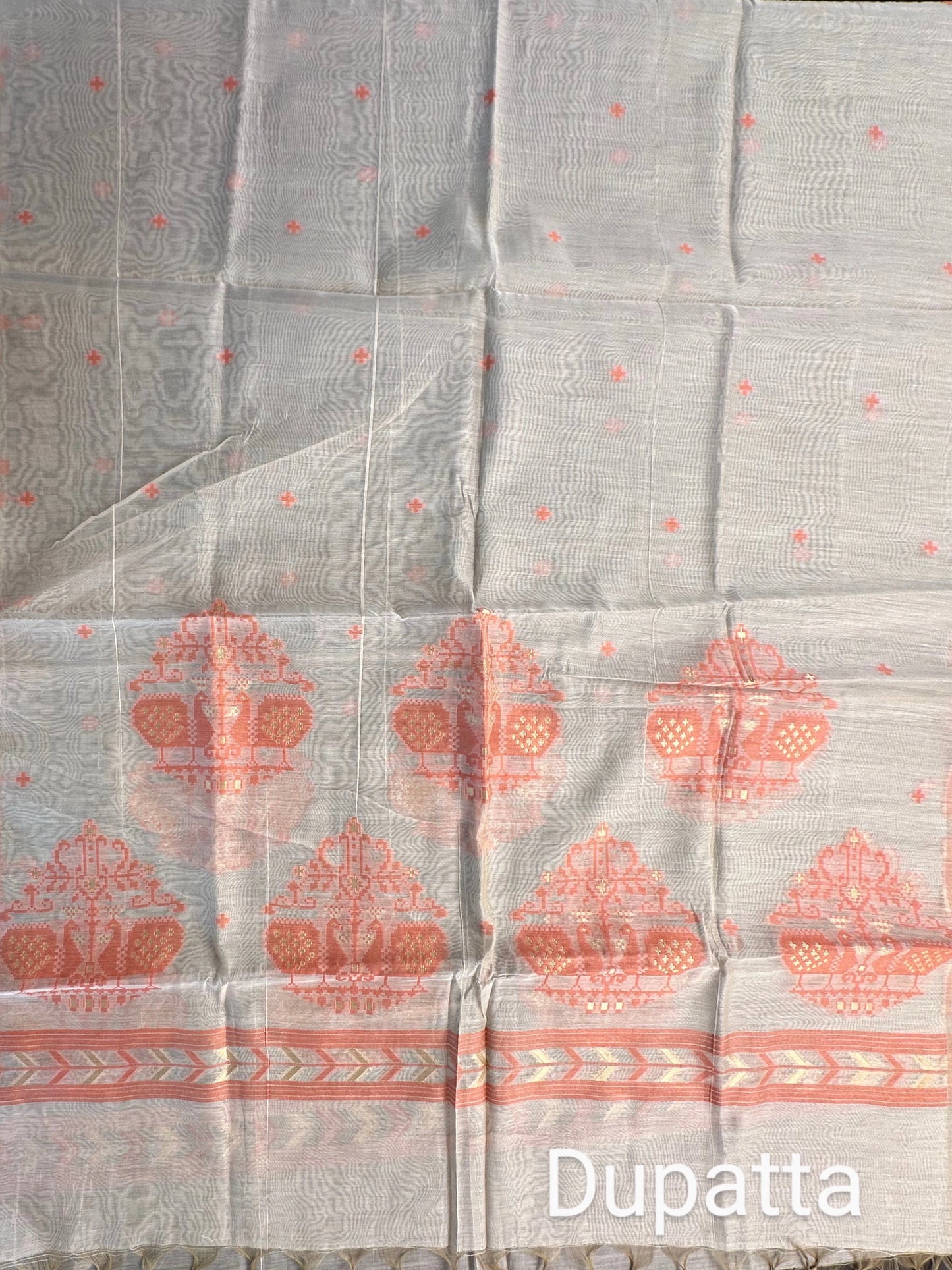 Orange Jacquard Handloom Suit