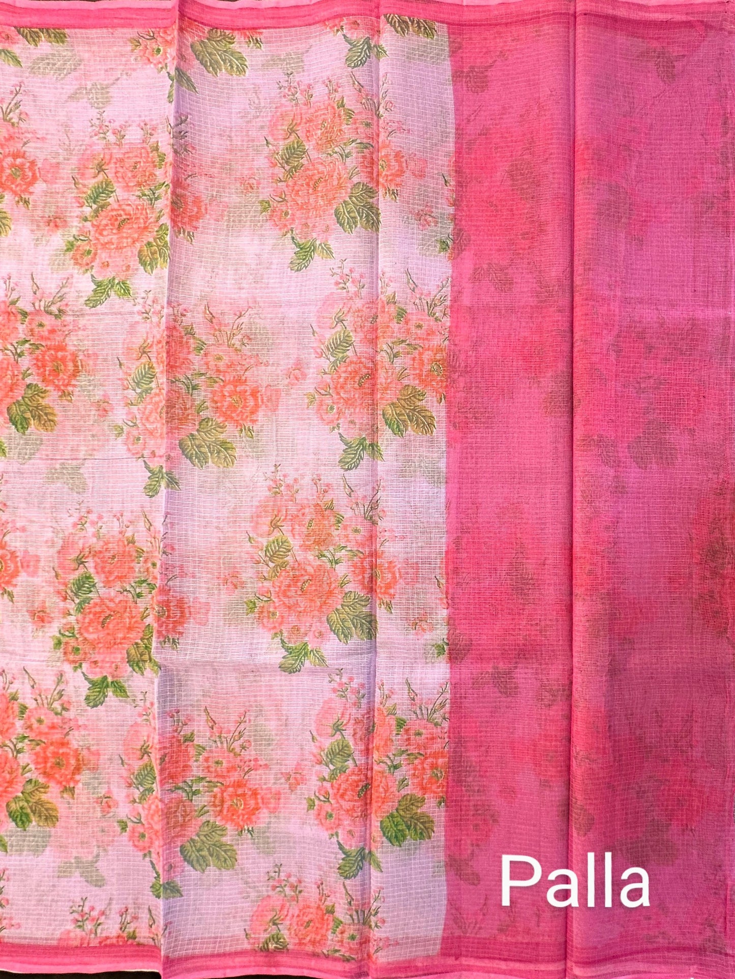 Mauve Floral Print Kota Doria Cotton Saree