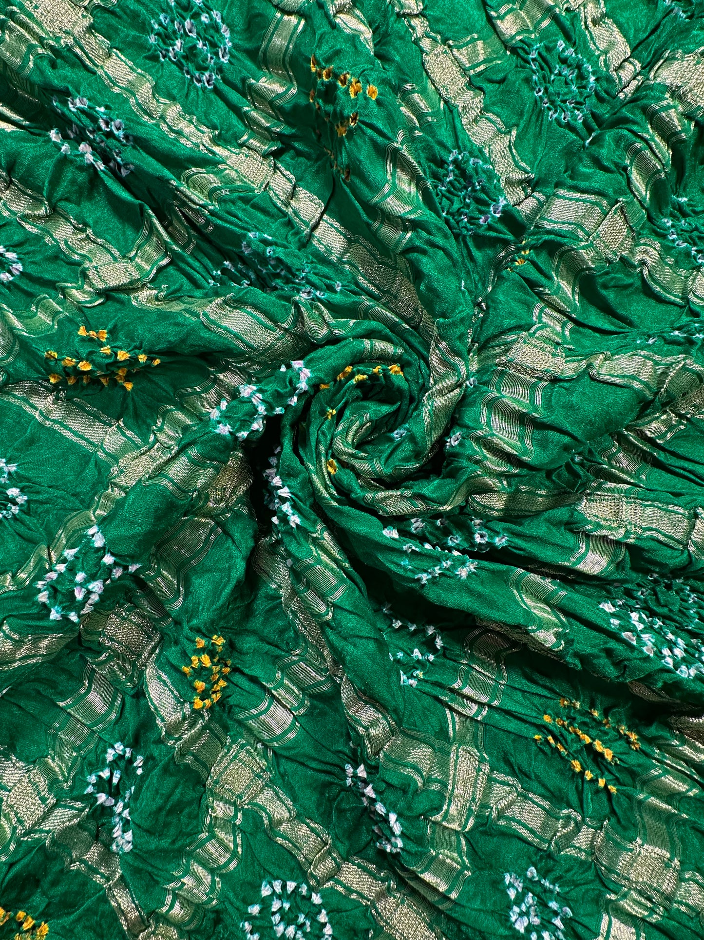 Green Gharchola Bandhej Gajji Silk Saree