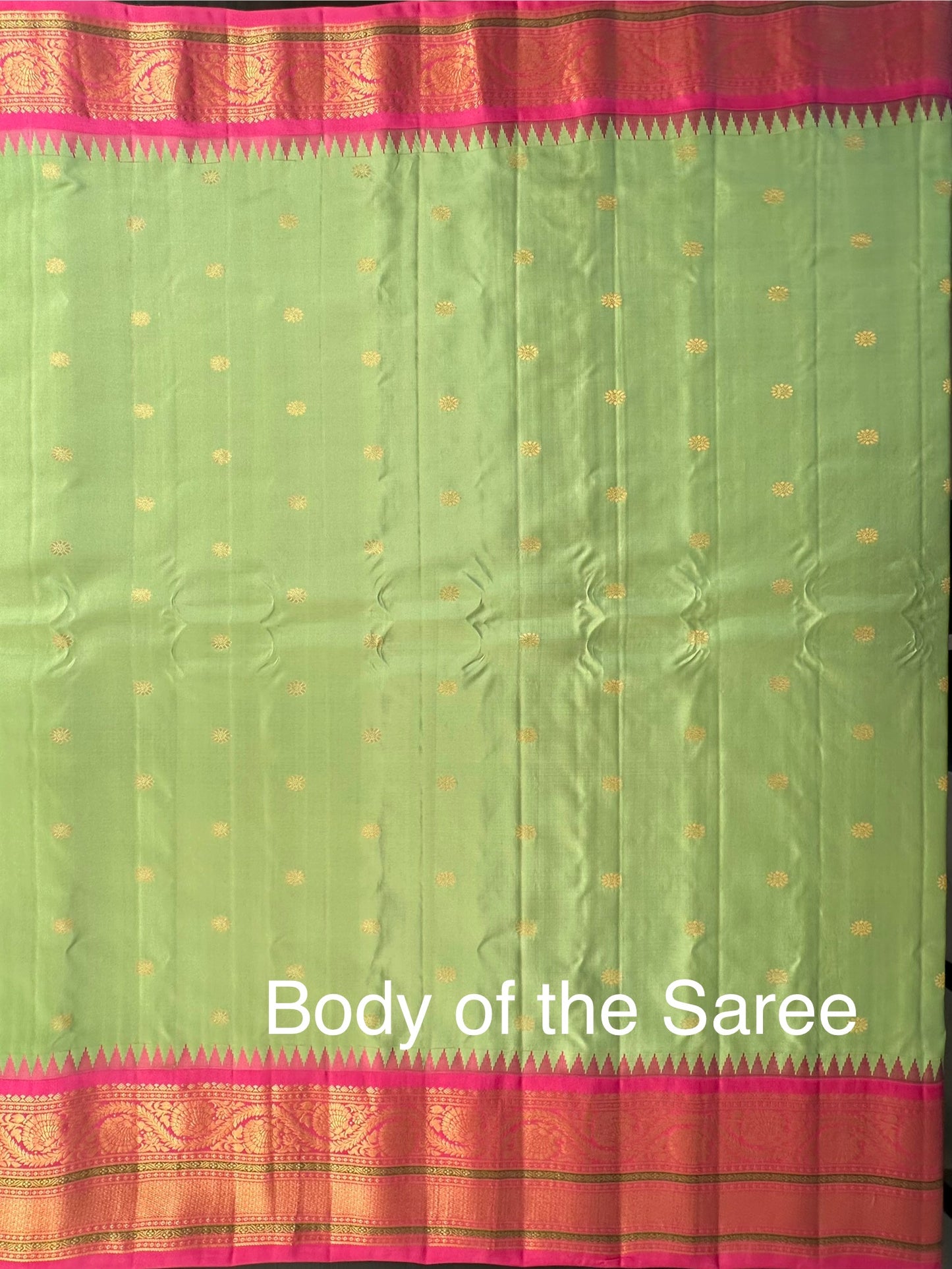 Pista Green-Pink Gadwal Pure Silk Saree