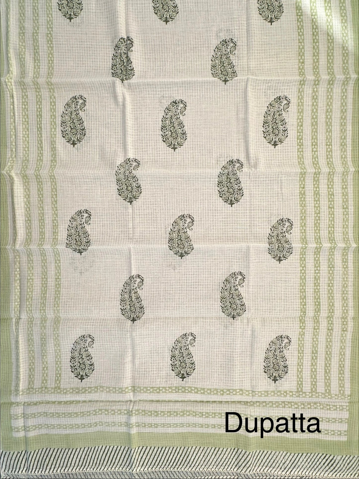 Pista Green Jute Cotton 3-piece Unstitched Suit