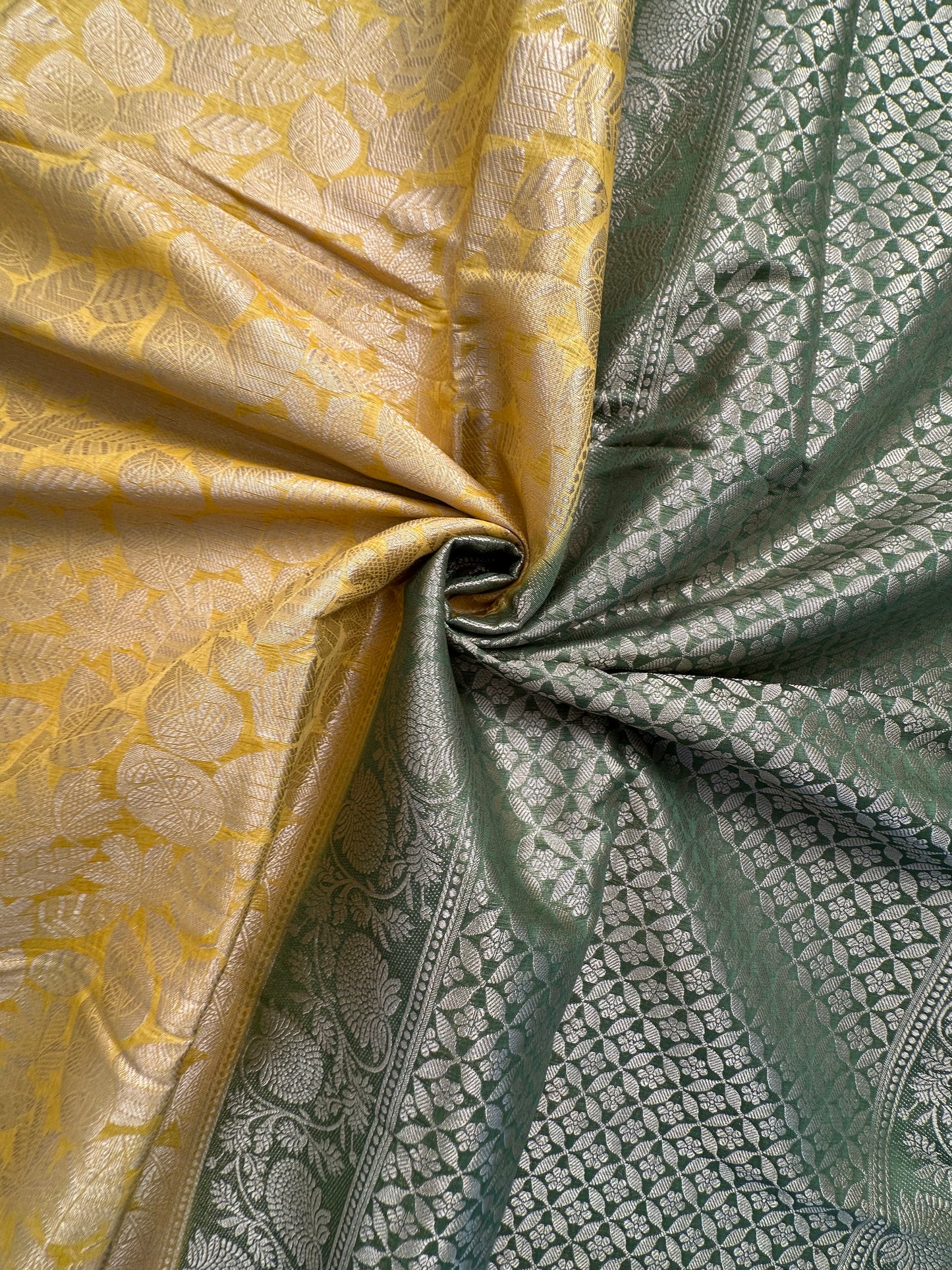 Mustard-Bottle Green Vartika Tissue Saree